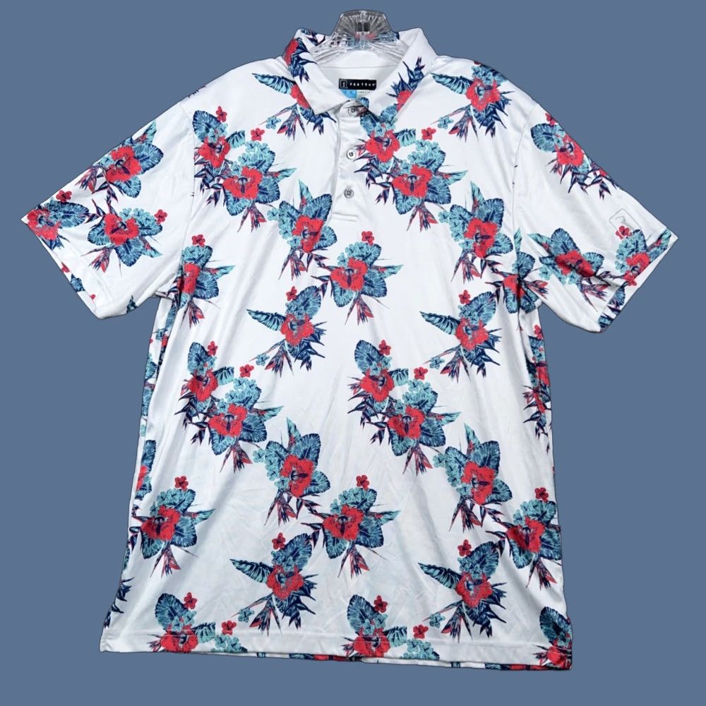 PGA Tour PGA Tour Pro Series Mens Athletic Fit Floral Print Golf Polo Shirt Large White Size US L / EU 52-54 / 3 - 1 Thumbnail
