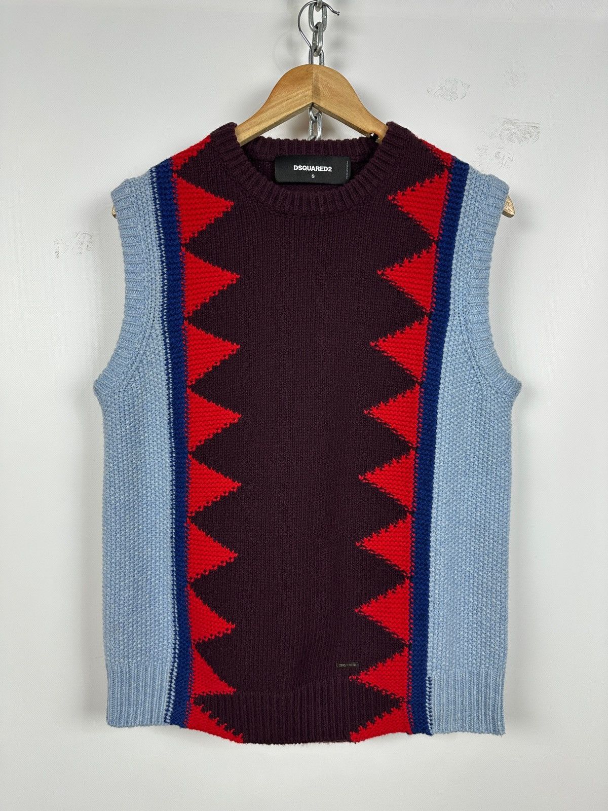 Dsquared2 Dsquared2 Geometric Wool Knit Sweater Sleeveless Vest Size US S / EU 44-46 / 1 - 1 Thumbnail