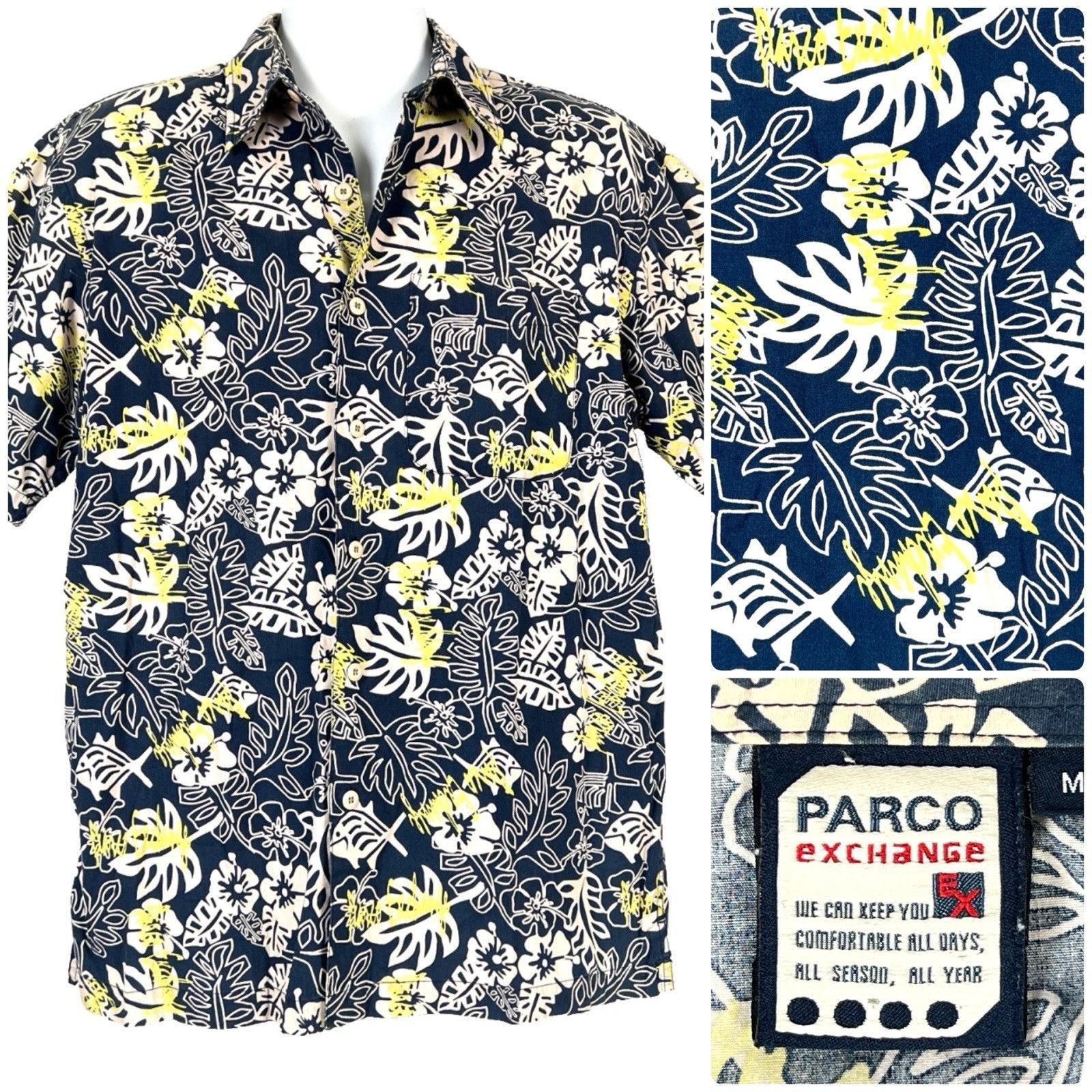 Other Parco Exchange Floral Tropical Mens Hawaiian Shirt size Medi Size US M / EU 48-50 / 2 - 1 Thumbnail