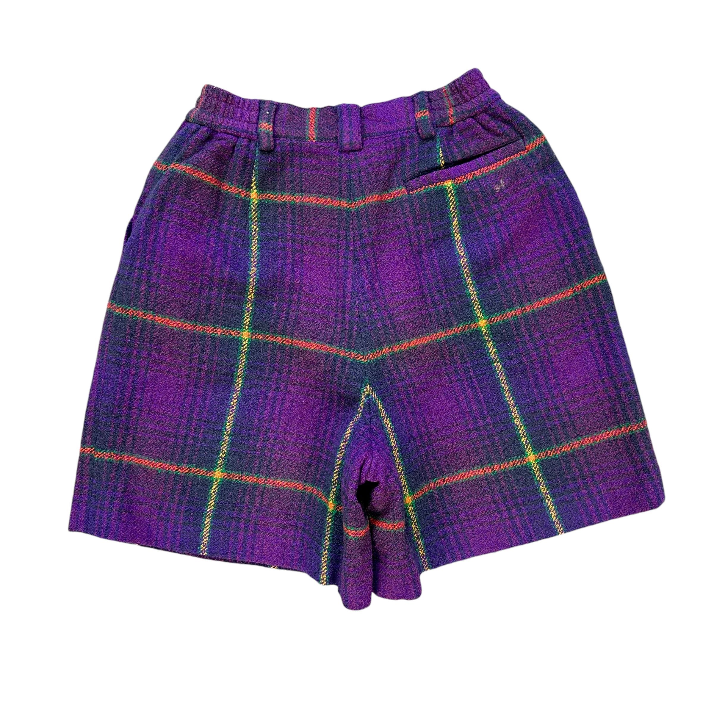 Kenzo KENZO Checked Purple Shorts Elastic Waist W23-26 #A61-1406 Size 26" / US 2 / IT 38 - 7 Thumbnail