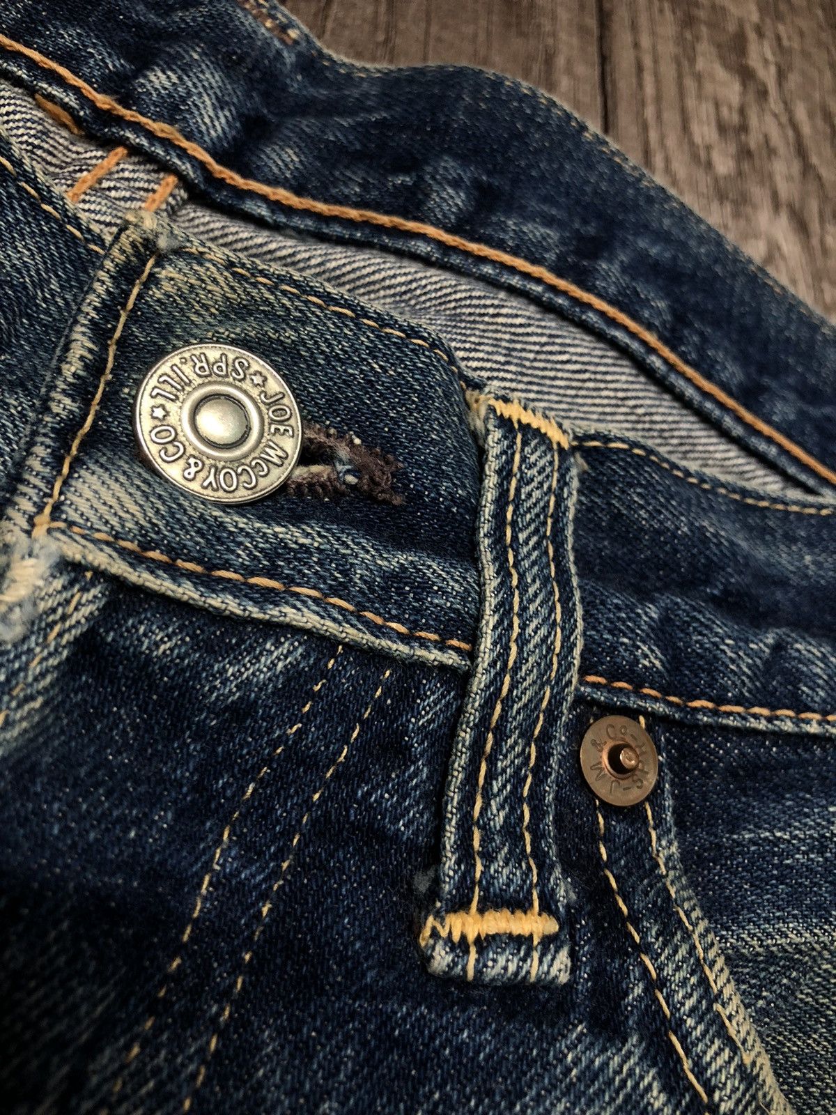 The Real McCoy's × Vintage Joe McCoy Selvedge Distressed denim Jeans Size US 29 - 14 Thumbnail
