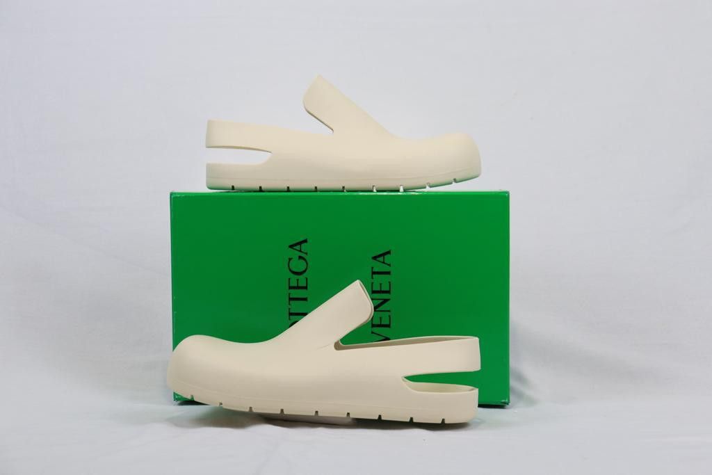 image of Bottega Veneta Puddle Slip On Clogs / Low Top Matt Rubber Boots In Sea Salt, Men's (Size 11)