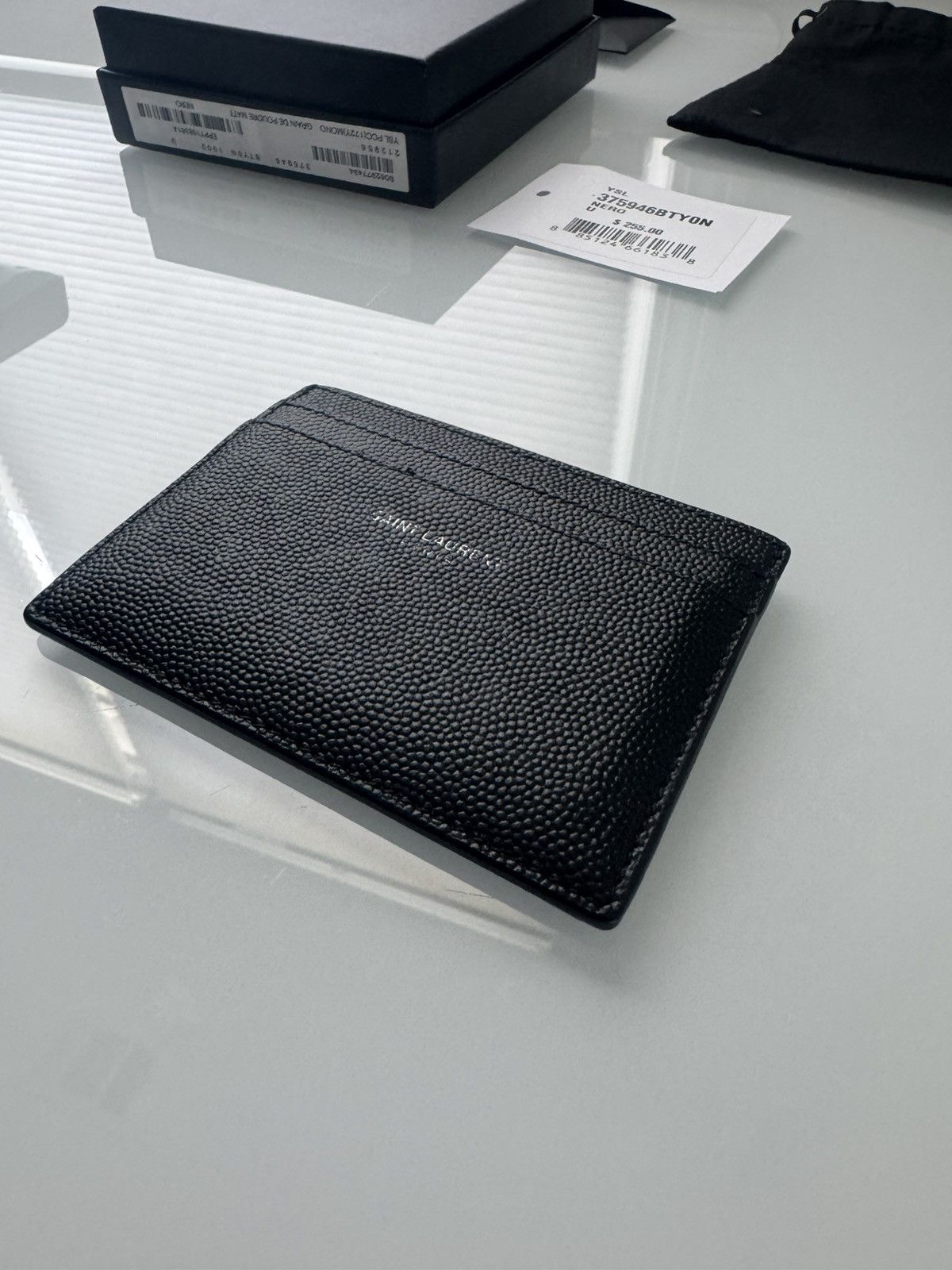 Saint Laurent Paris Leather Saint Laurent Black Caviar Calfskin Card Case YSL Size ONE SIZE - 16 Thumbnail