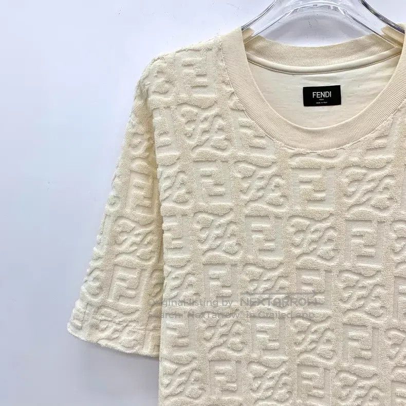 Fendi Fendi Beige Classic Double F Monogram Printed Cotton Crewn Size US XS / EU 42 / 0 - 3 Thumbnail