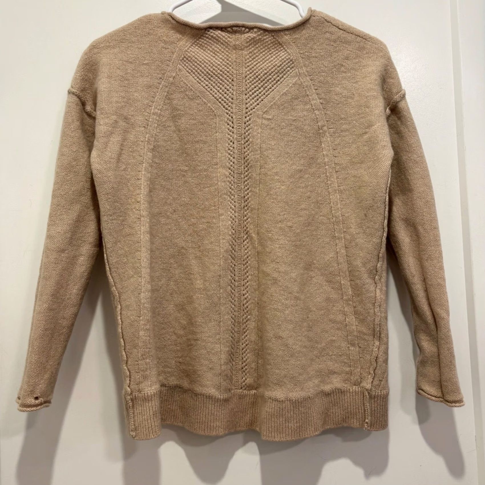 Vintage Olivia & Grace Cashmere Sweater L Tan Cable Knit Pullover Crew Neck Womens Slim Casual Dressy Beige 100% Cashmere Size L / US 10 / IT 46 - 3 Thumbnail