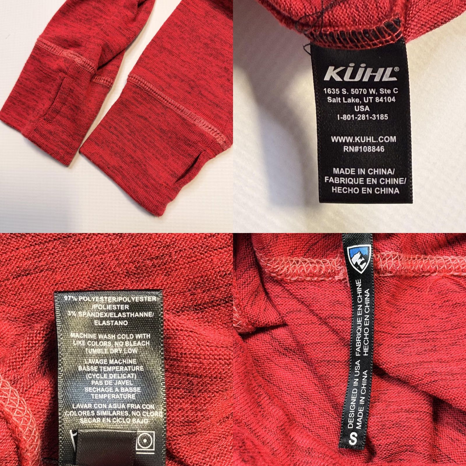 Vintage Kuhl Pullover Sweatshirt Womens Small Red Cowl Neck Thumbholes Pocket Hiking Size S / US 4 / IT 40 - 8 Thumbnail
