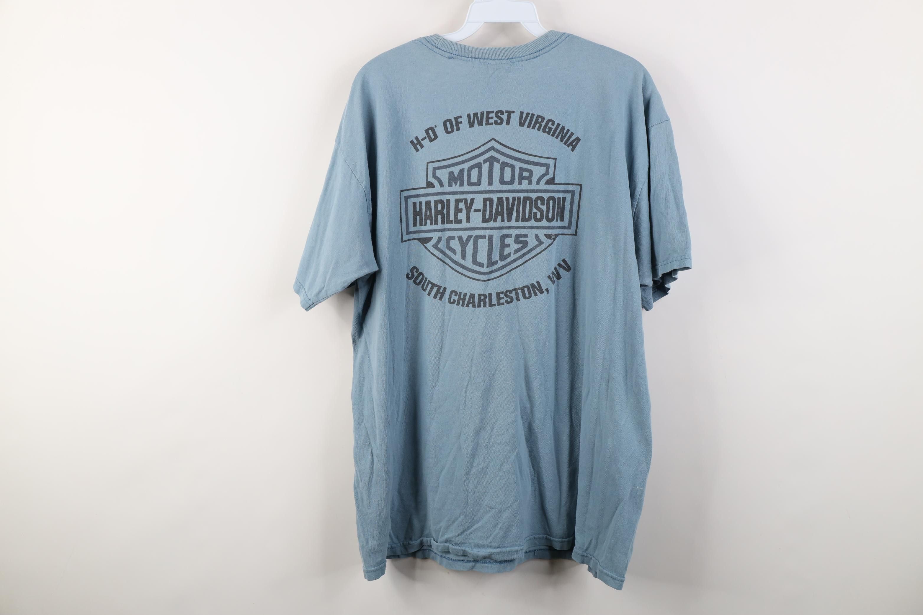Harley Davidson Vintage Y2K Harley Davidson Eagle Engine Gear T-Shirt Blue Size US L / EU 52-54 / 3 - 15 Thumbnail