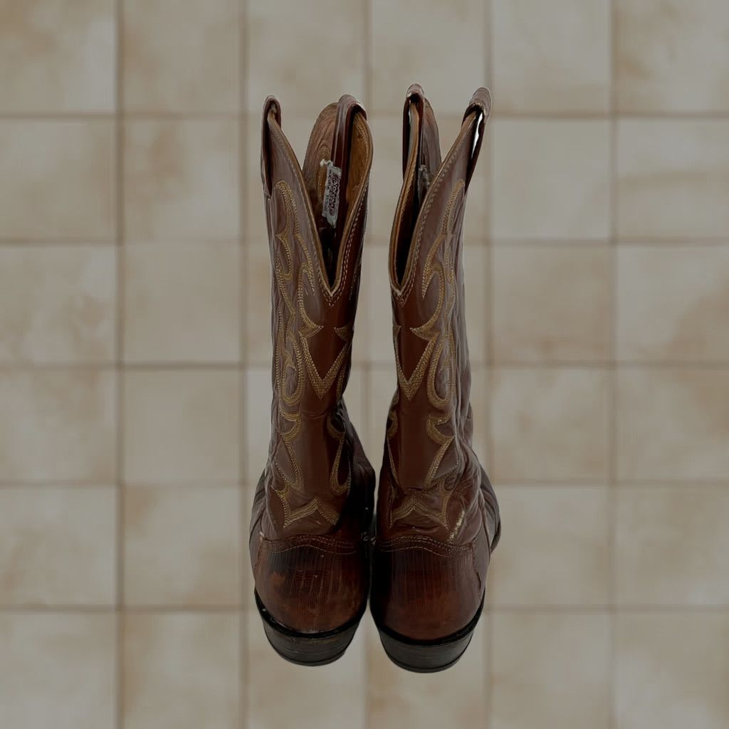 Vintage VINTAGE Nocona Boots Cowboy Boots Western Boots Ladies Brown Alligator Python 7278 10D Women Leather Shaft 12" Heel 2" Pointed Toe Size US 10 / IT 40 - 1 Thumbnail