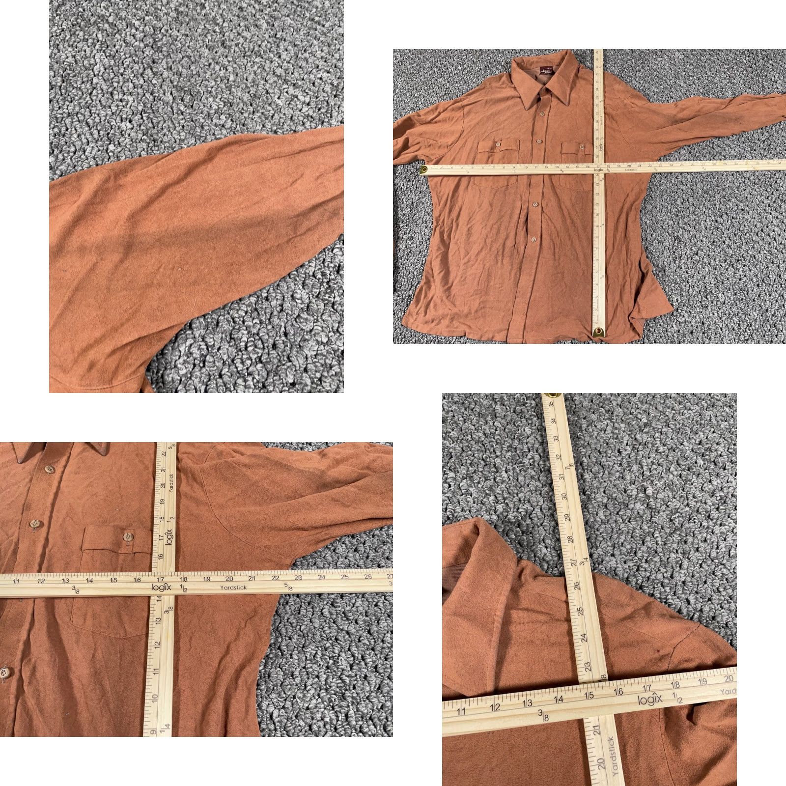 Vintage VTG 80s Textured Sueded Shirt Adult XL Brown Clay Lightweight Grunge Workwear Populated by 90s Retro Theme Mens Button-Up Collared Long Sleeve Size US XL / EU 56 / 4 - 8 Thumbnail