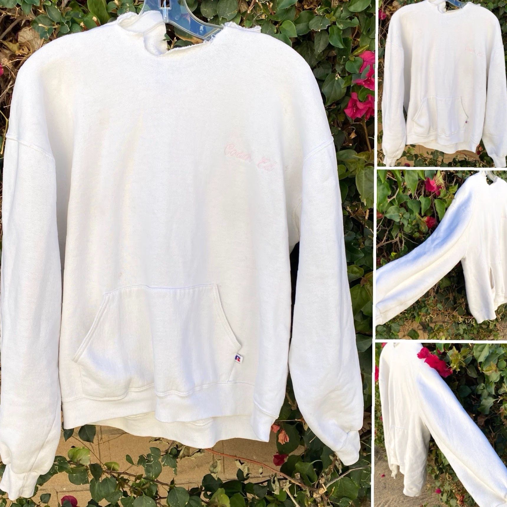 Russell Athletic VINTAGE Russell Athletic Hoodie Mens XL White Graphic Print Spartans Champs Orange Bowl 1986 80s Pullover Long Sleeve Sweatshirt Ed Worn Size US XL / EU 56 / 4 - 4 Thumbnail