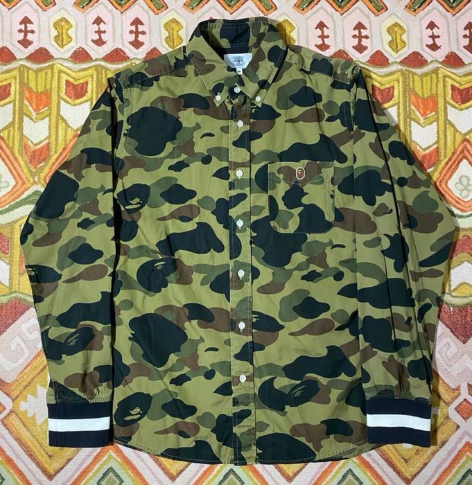 Bape 1ST CAMO ONE POINT BD SHIRT | Grailed