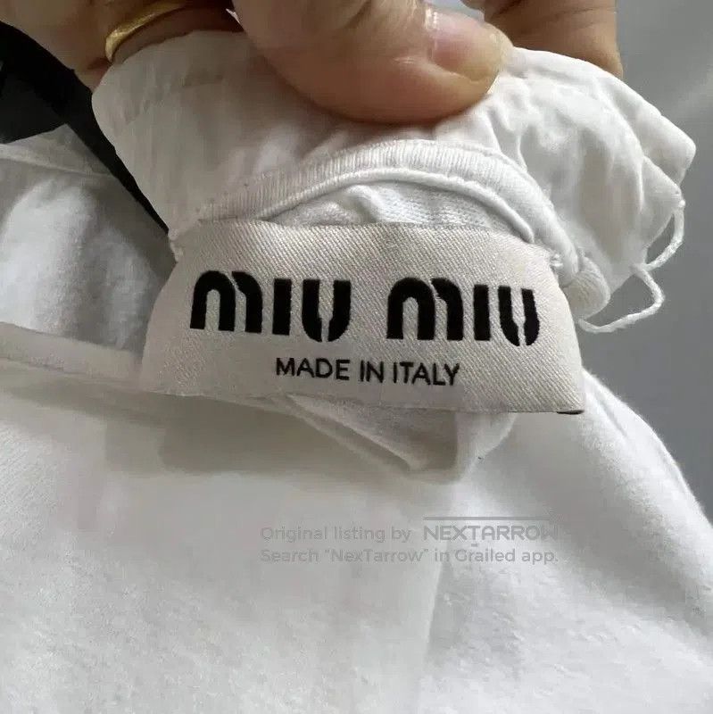 Miu Miu Miu Miu Summer White Cotton Cropped T-Shirt . Size L / US 10 / IT 46 - 3 Thumbnail