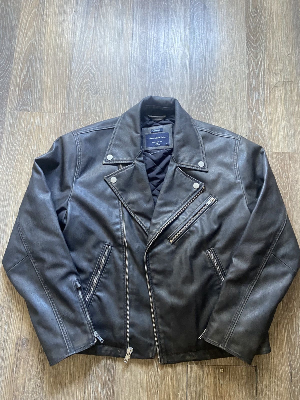 Abercrombie & Fitch Vintage Brown Leather Jacket Size US M / EU 48-50 / 2 - 1 Thumbnail