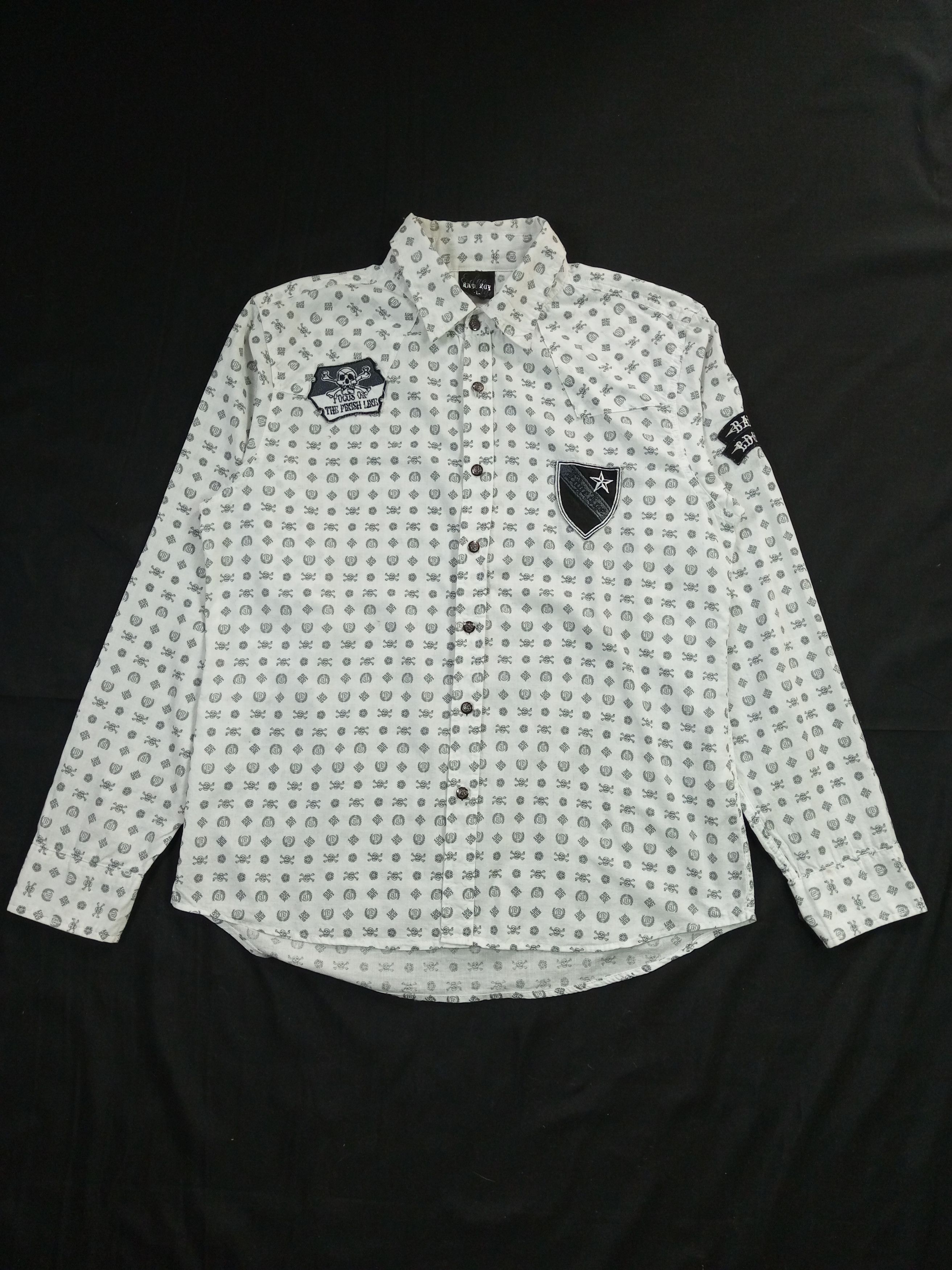 Japanese Brand Badboy full Skull print Y2K Poem Shirt Size US L / EU 52-54 / 3 - 1 Thumbnail