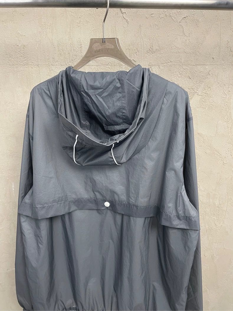 Thom browne Gray four-striped half-zip hooded hoodie nylon