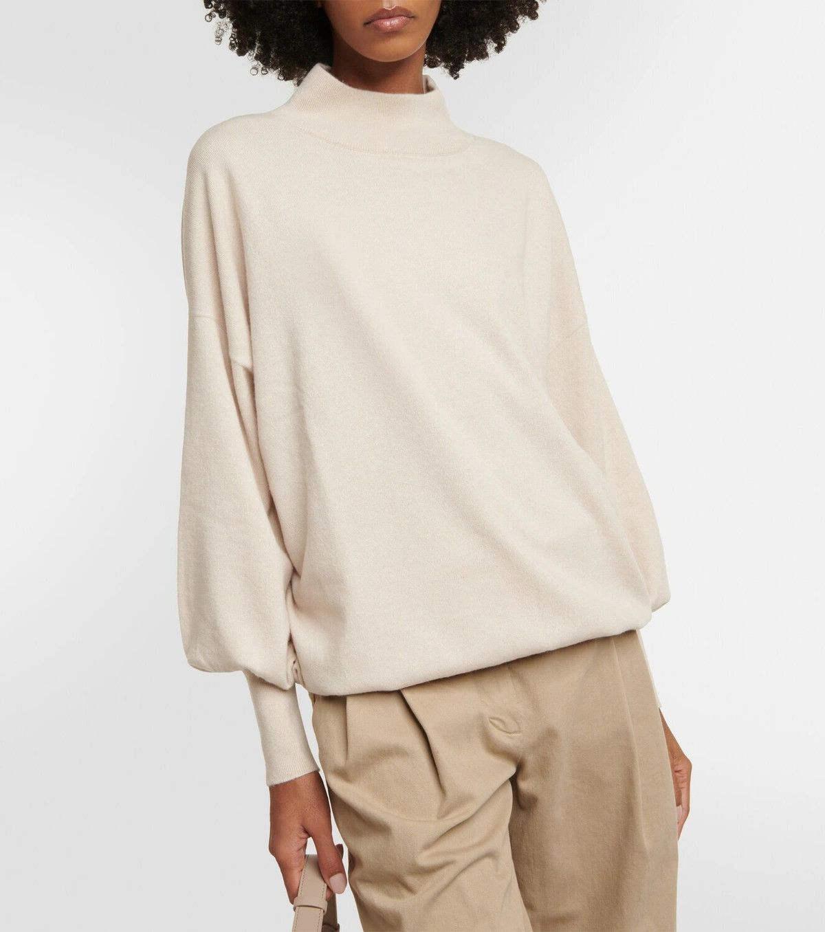 Brunello Cucinelli o1y0825 Turtleneck Cashmere Blend Sweater in Ivory Size L / US 10 / IT 46 - 3 Thumbnail