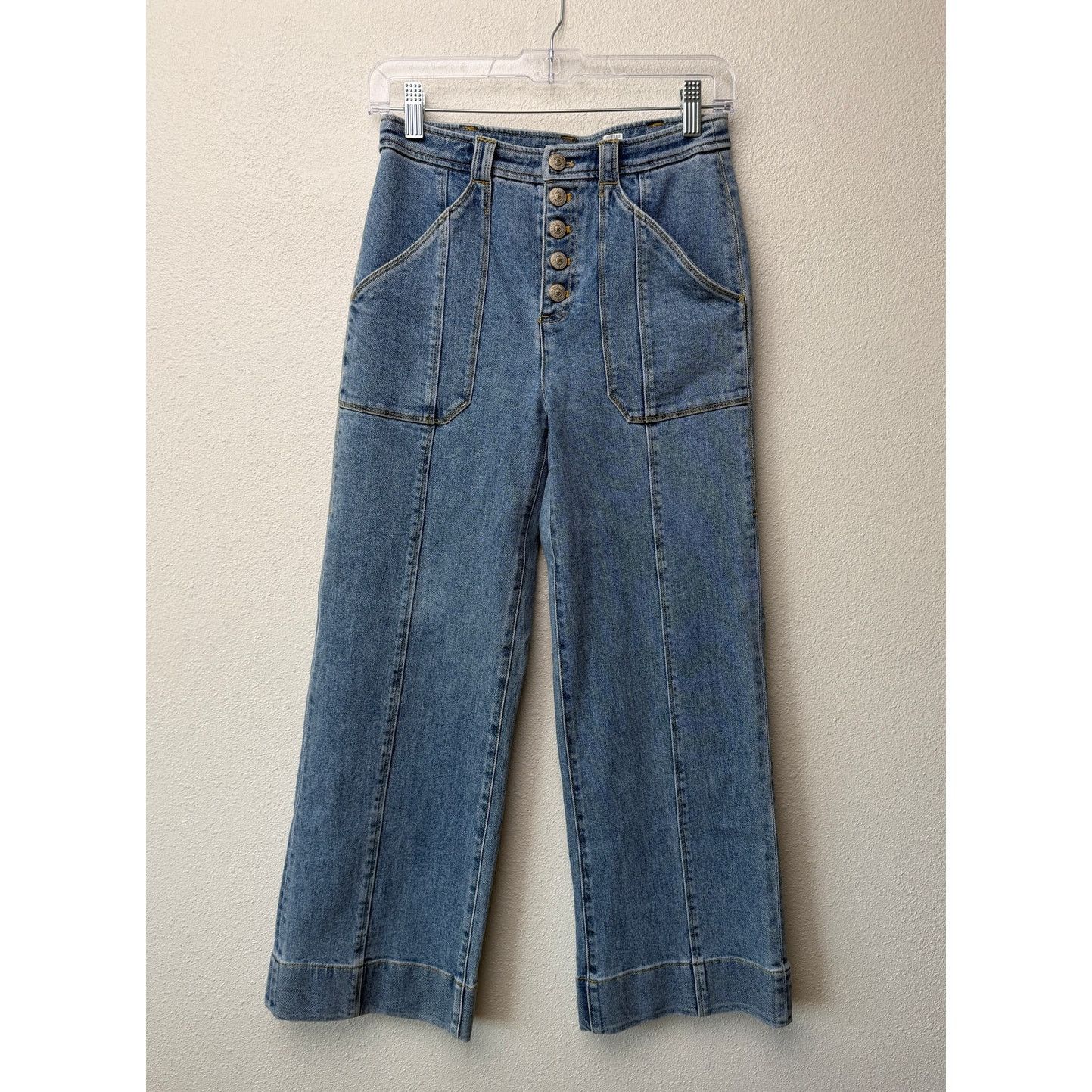 Cinq a Sept Cinq a Sept Benji Wide Leg Jeans Women US 0 Medium Wash Size 25" / US 0 / IT 36 - 2 Thumbnail