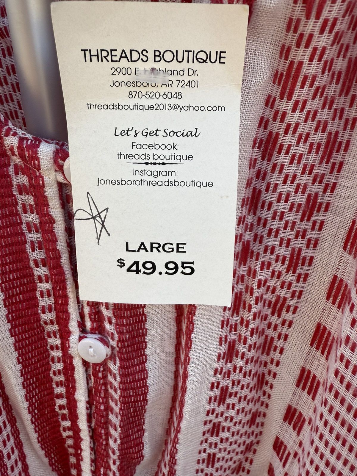 Other En Creme Red White Stripe Button Front Tie Hem Cami Tank Top Size L / US 10 / IT 46 - 5 Thumbnail