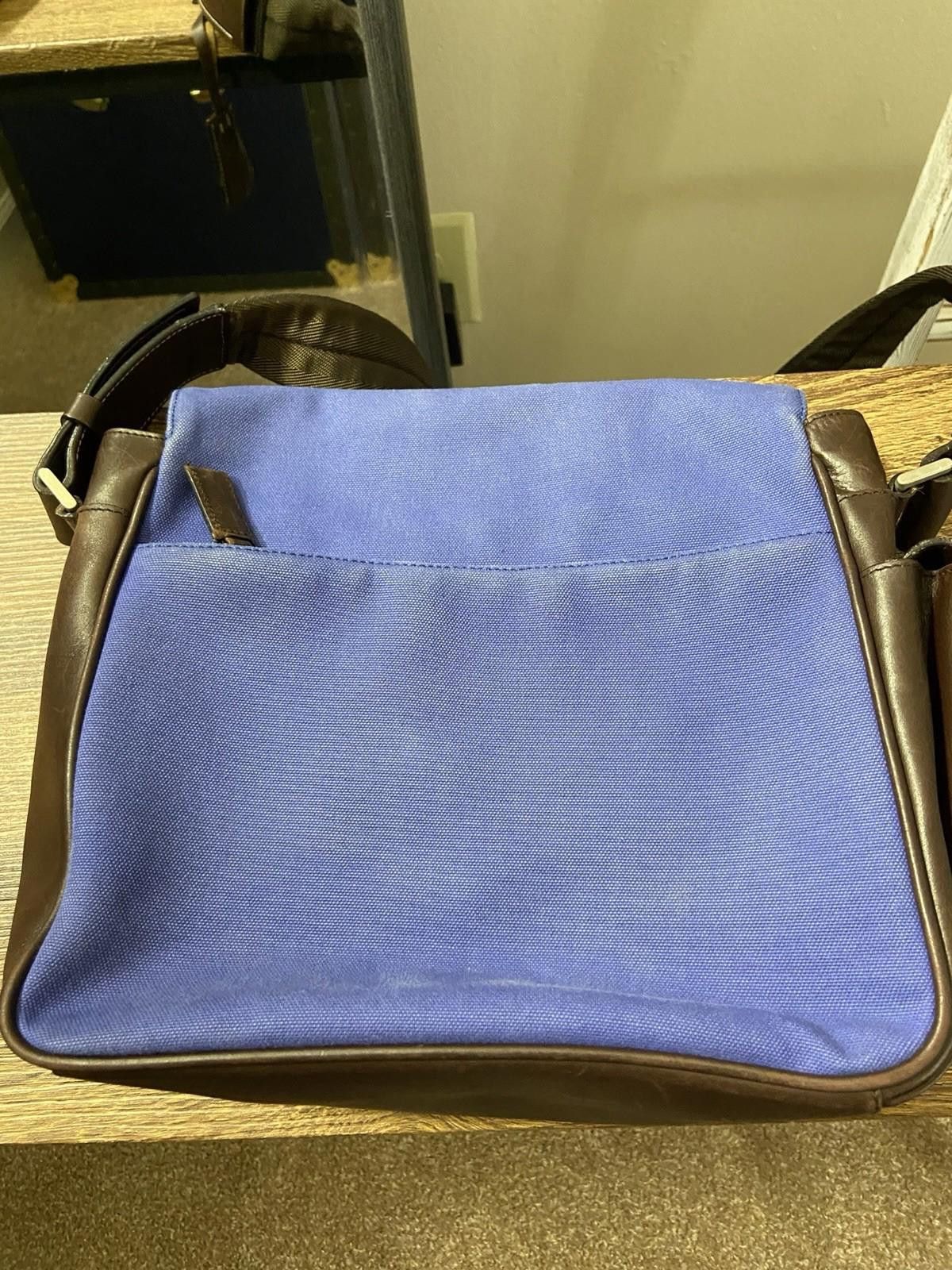 Prada Prada Blue Canvas Leather BuckleFlap Crossbody Messenger Bag Size ONE SIZE - 3 Thumbnail