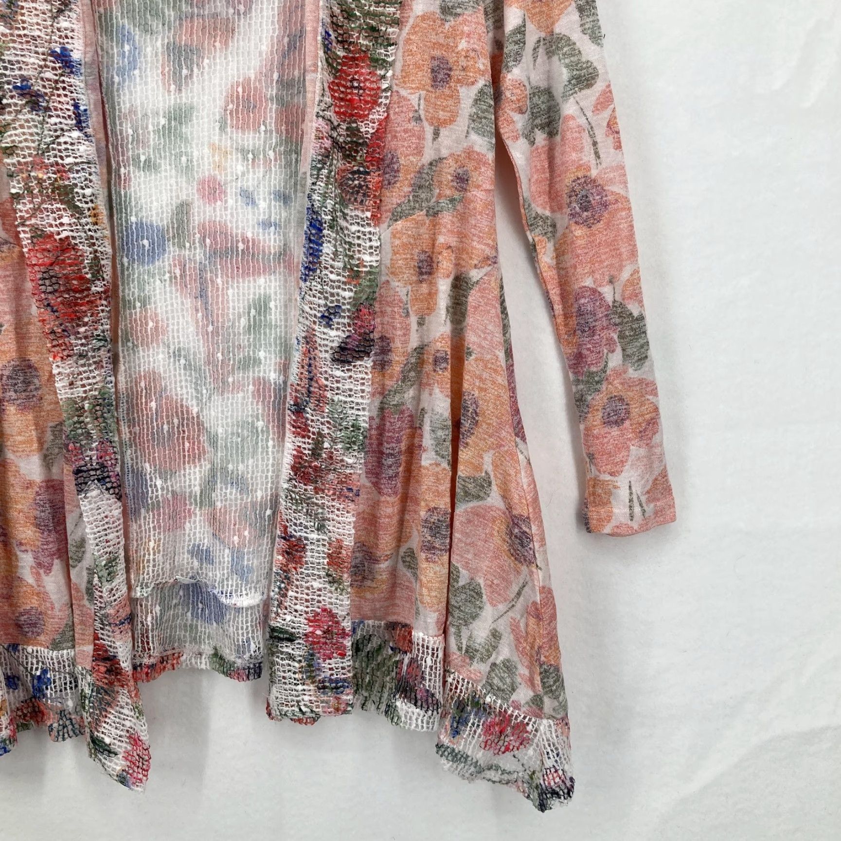 Vintage Cupio Cardigan Womens Small Floral Open Front Sheer Knit Lightweight Boho Hippie Size S / US 4 / IT 40 - 3 Thumbnail