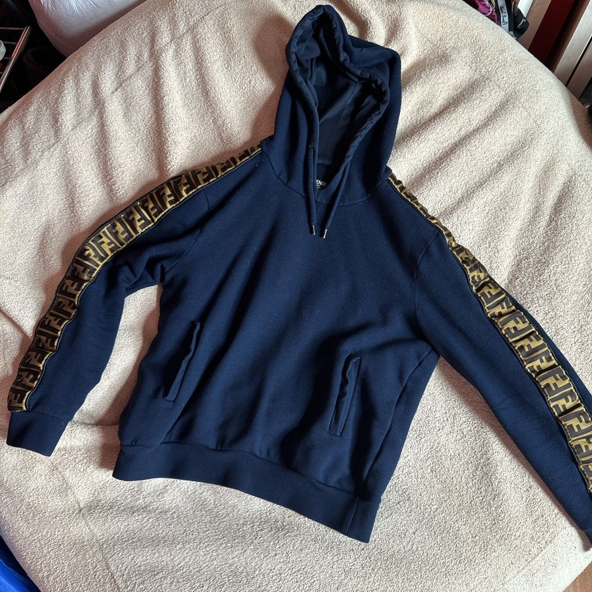 Image of Fendi Ff Zucca Hoodie Xs in Blue, Men's