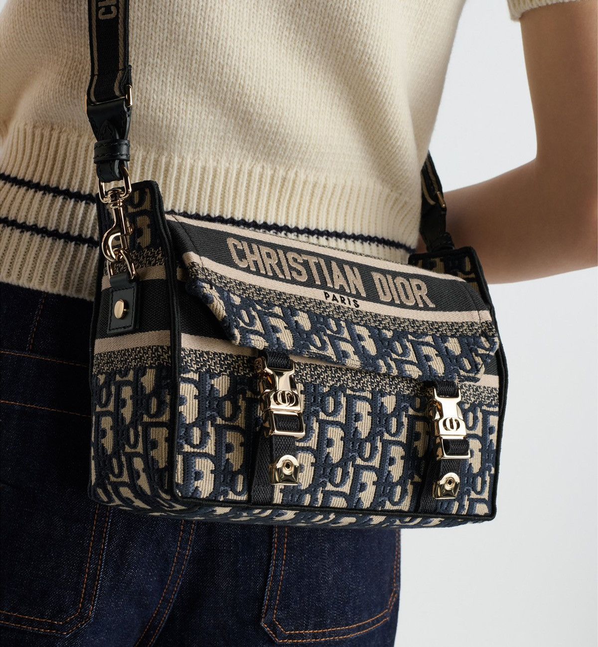 Dior DIOR Small Diorcamp Bag Blue Oblique Embroidery Size ONE SIZE - 17 Thumbnail