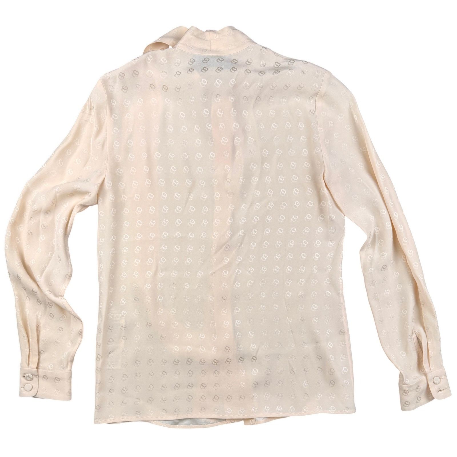 Gucci Gucci Ecru GG silk jacquard blouse, self-tie neck bow Sz 36 Size XS / US 0-2 / IT 36-38 - 5 Thumbnail