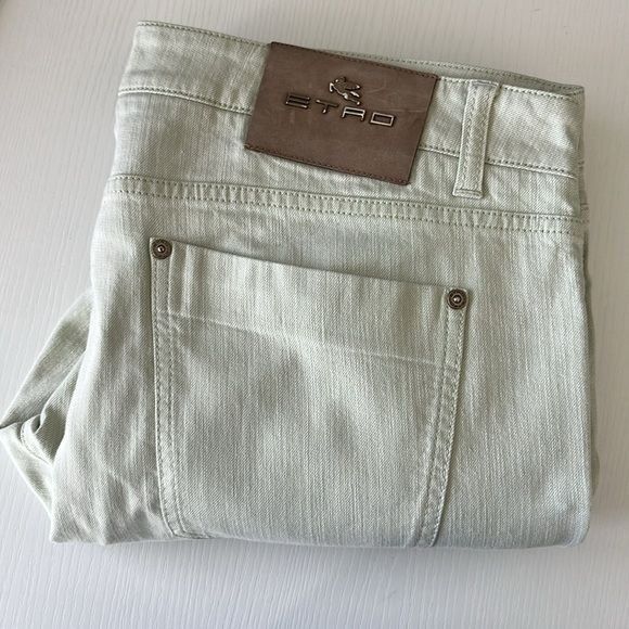 Etro Etro Cotton Mint Branded Leather Straight Leg Denim Jeans Size US 36 / EU 52 - 13 Thumbnail