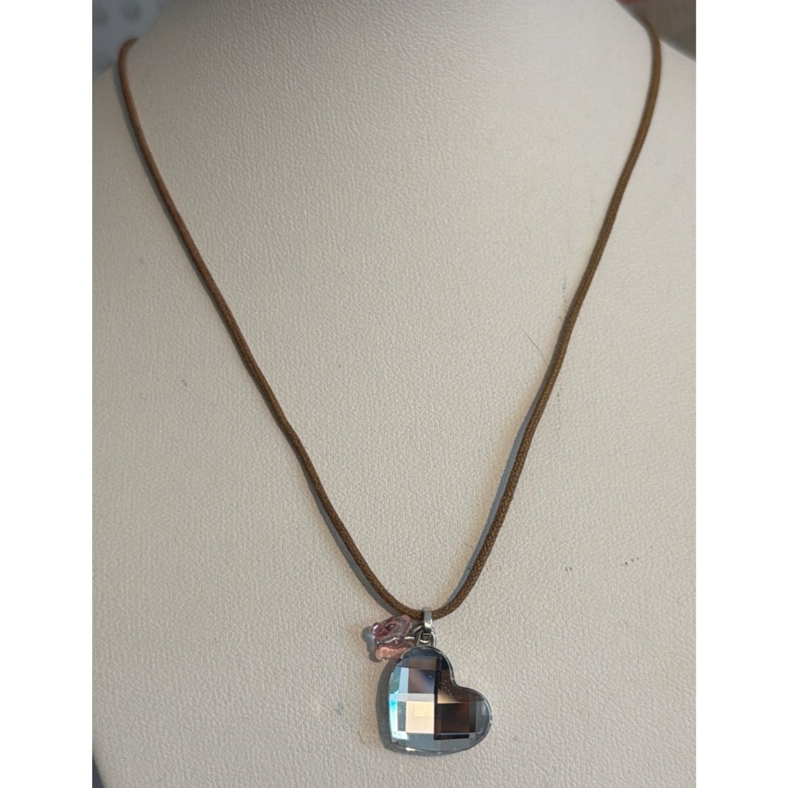 Swarovski Swarovski Faceted Crystal Heart Butterfly Necklace Leather C Size ONE SIZE - 1 Thumbnail