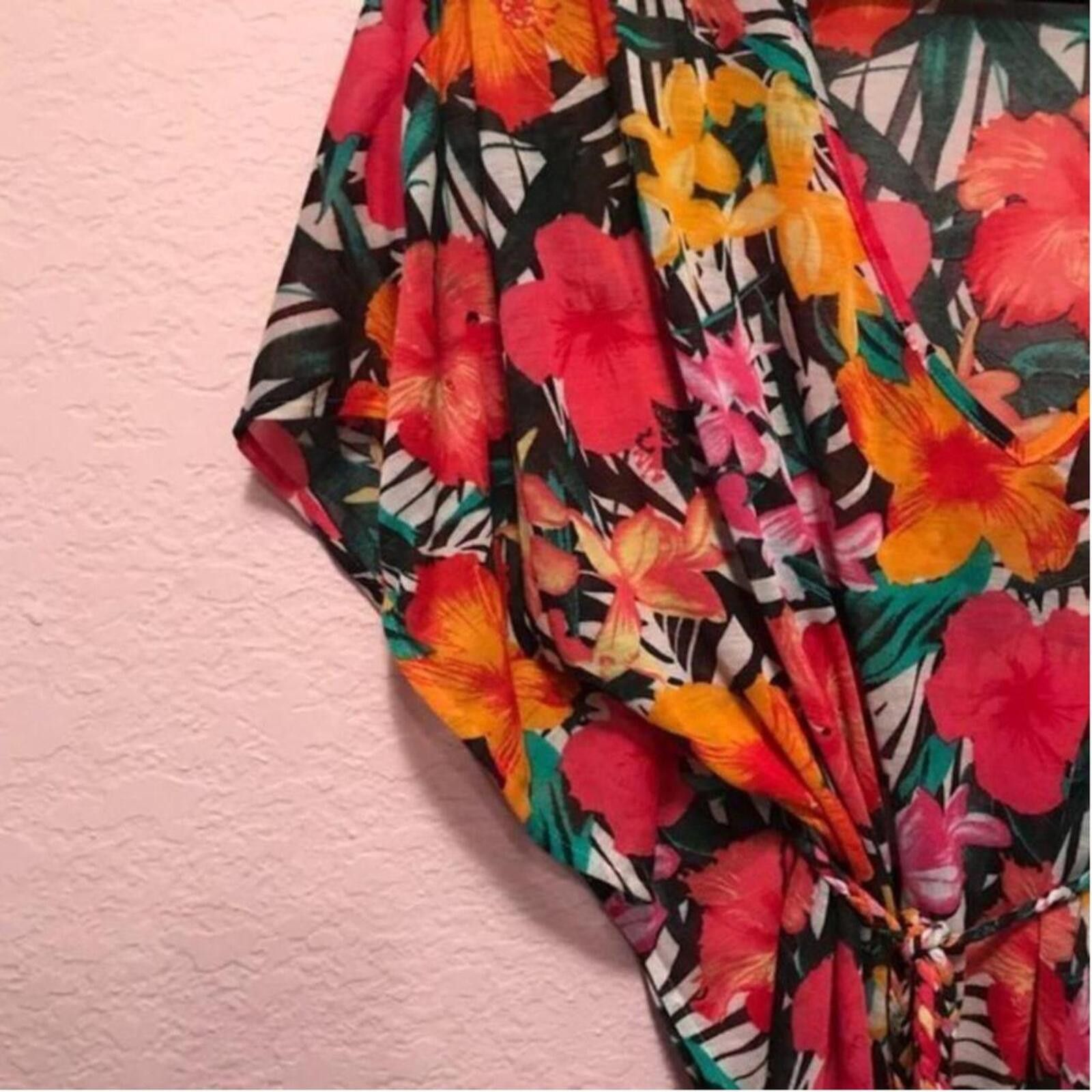 The Unbranded Brand Floral Print Tie Waist Dress Size ONE SIZE - 5 Thumbnail