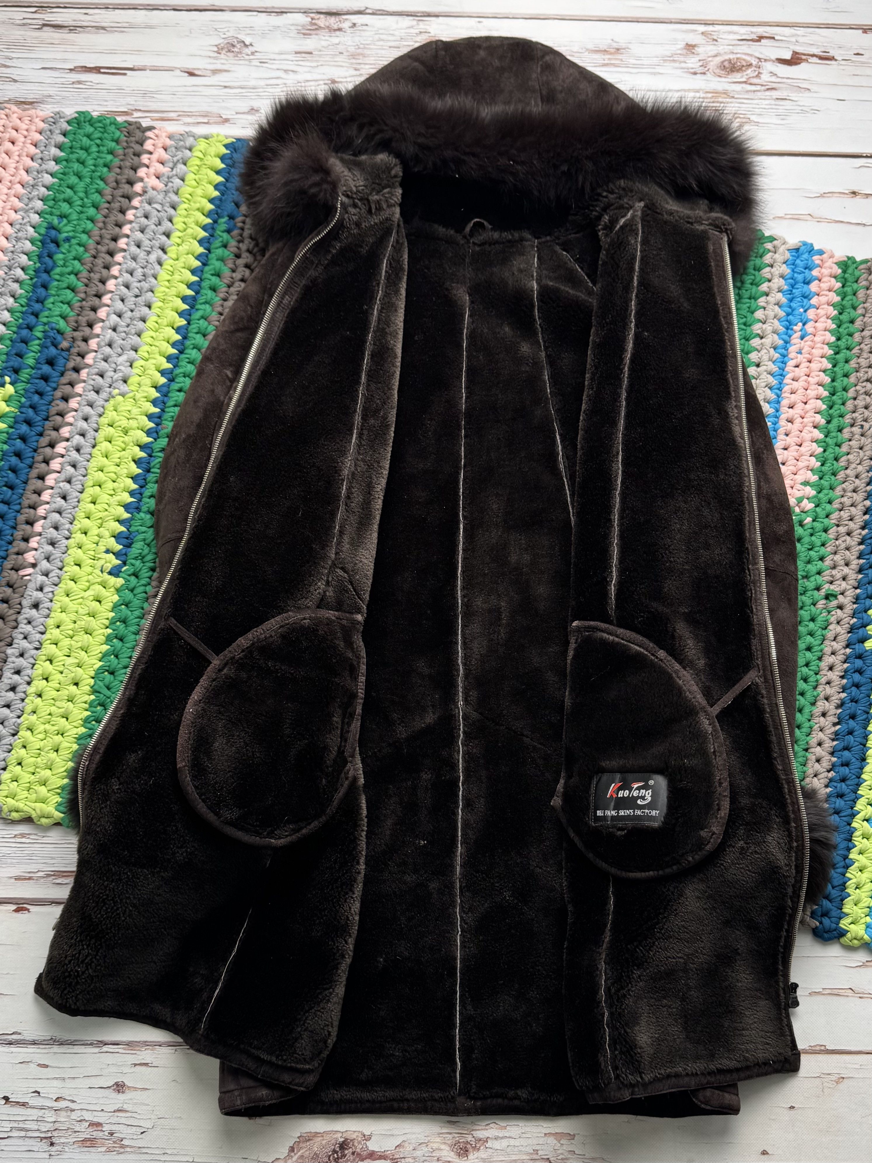 Vintage Vintage Shearling Sheepskin Coat Suede Hooded Winter Y2K Size XL / US 12-14 / IT 48-50 - 13 Thumbnail