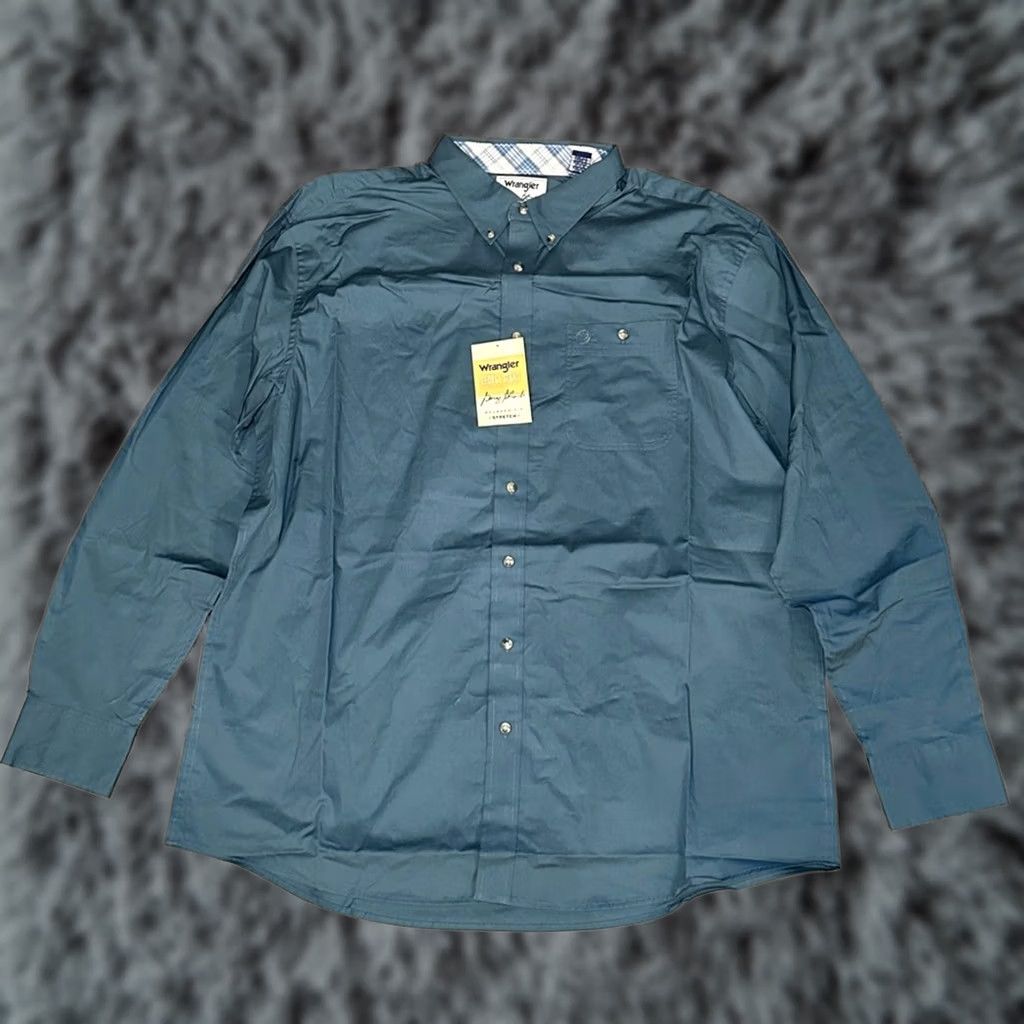 Wrangler Wrangler George Strait Collection Stretch Long Sleeve Button Down Shirt 2XLT Men Blue Size US XXL / EU 58 / 5 - 1 Thumbnail