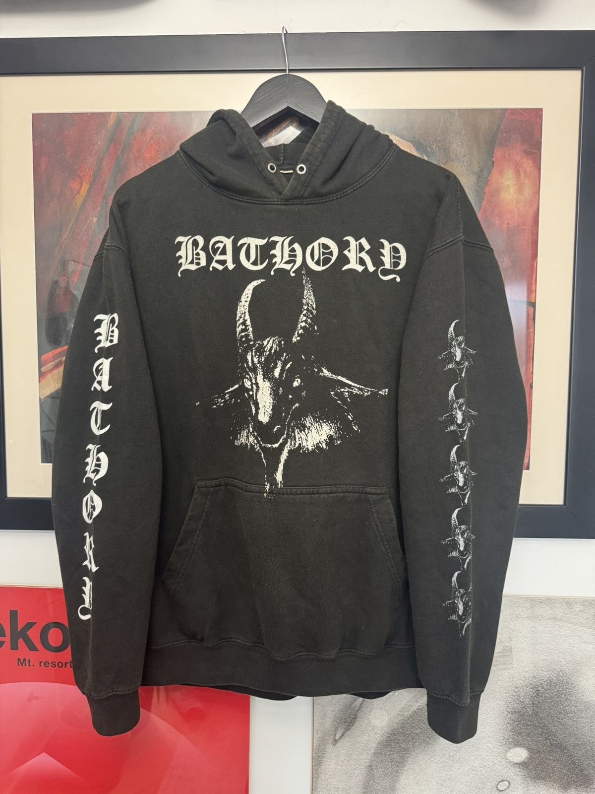 Bathory Vintage Goat Death Metal Band Hoodie Distressed Rare
