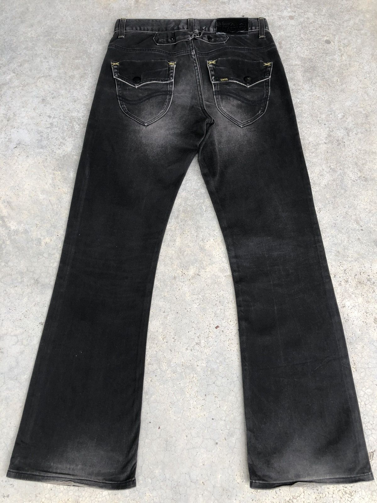 If Six Was Nine Japanese Lee Flared Jeans Distressed Suede Size US 31 - 1 Thumbnail