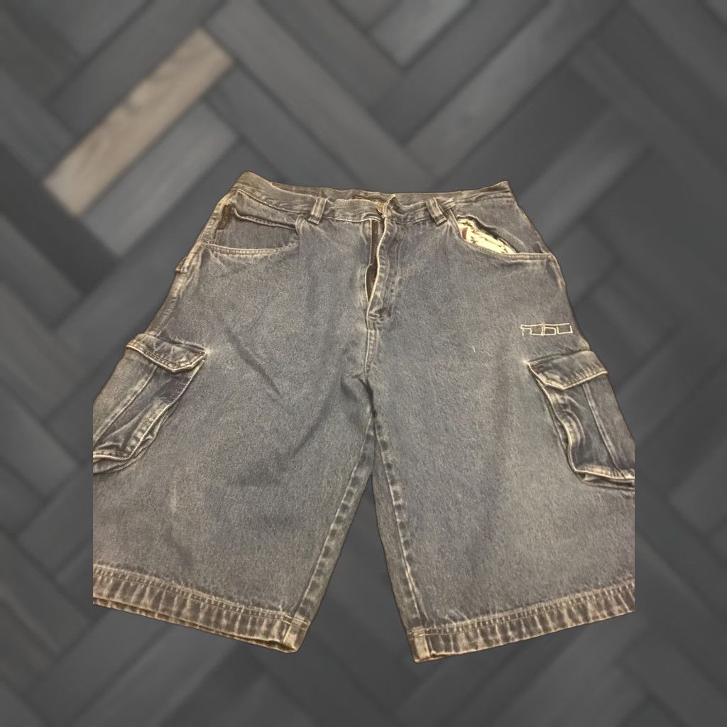 Fubu Vintage FUBU Shorts Mens 38 Blue Denim Baggy Cargo Pocket 5-Pocket Design JNCO Cargo Shorts Mens Regular Blue Denim Size US 38 / EU 54 - 1 Thumbnail
