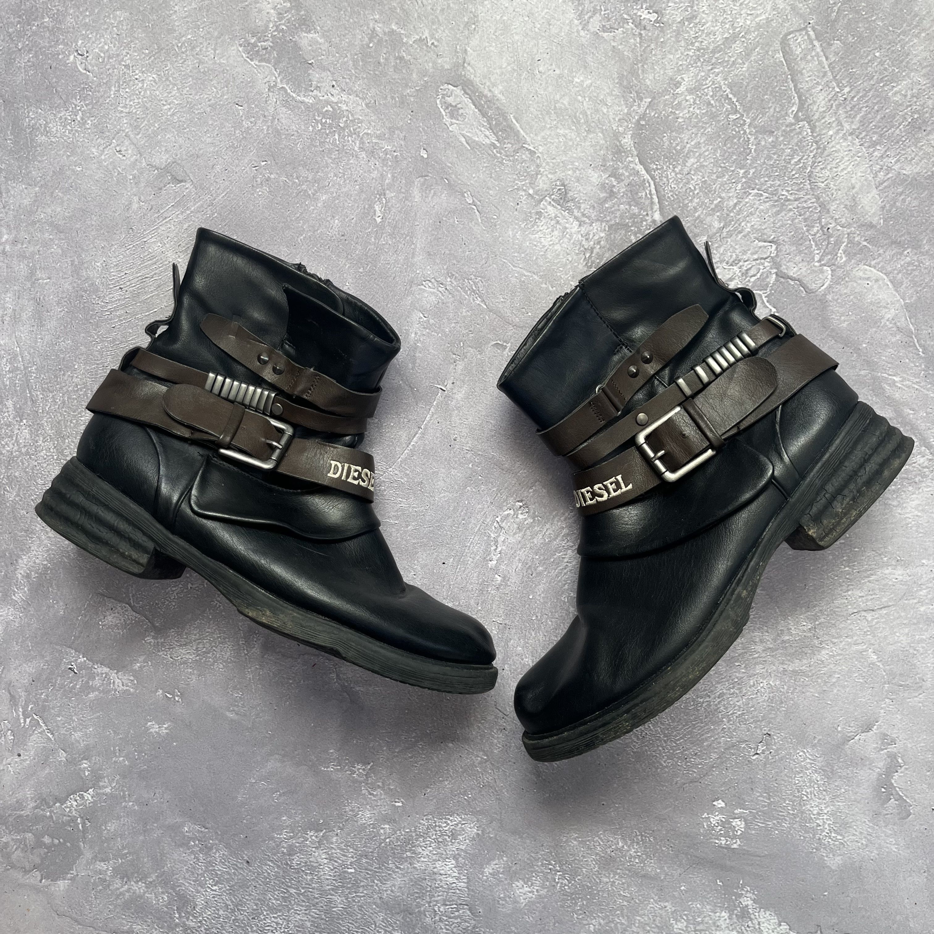 Diesel Diesel Harness Biker Boots Leather Strap Buckle Size 40 Size US 10 / IT 40 - 1 Thumbnail
