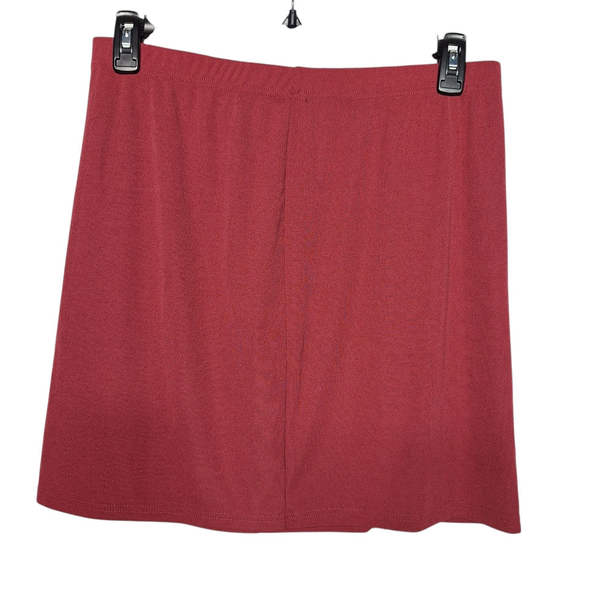 Shein SHEIN Curve Red Ribbed Mini Skirt Silver Chain Link Cutout S Size 26" / US 2 / IT 38 - 2 Thumbnail