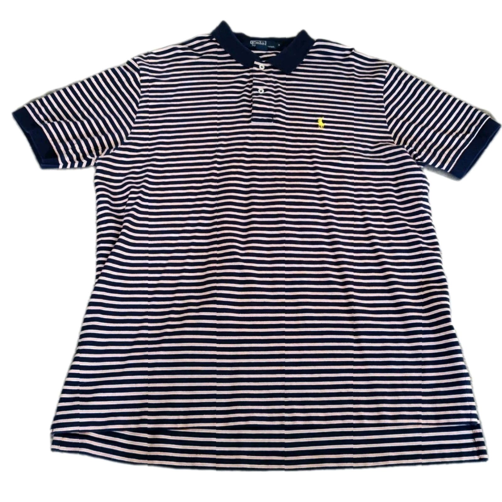 Ralph Lauren VINTAGE Ralph Lauren Polo Shirt Men XL Blue Orange Striped Pony Embroidered Classic Preppy Size US XL / EU 56 / 4 - 2 Thumbnail