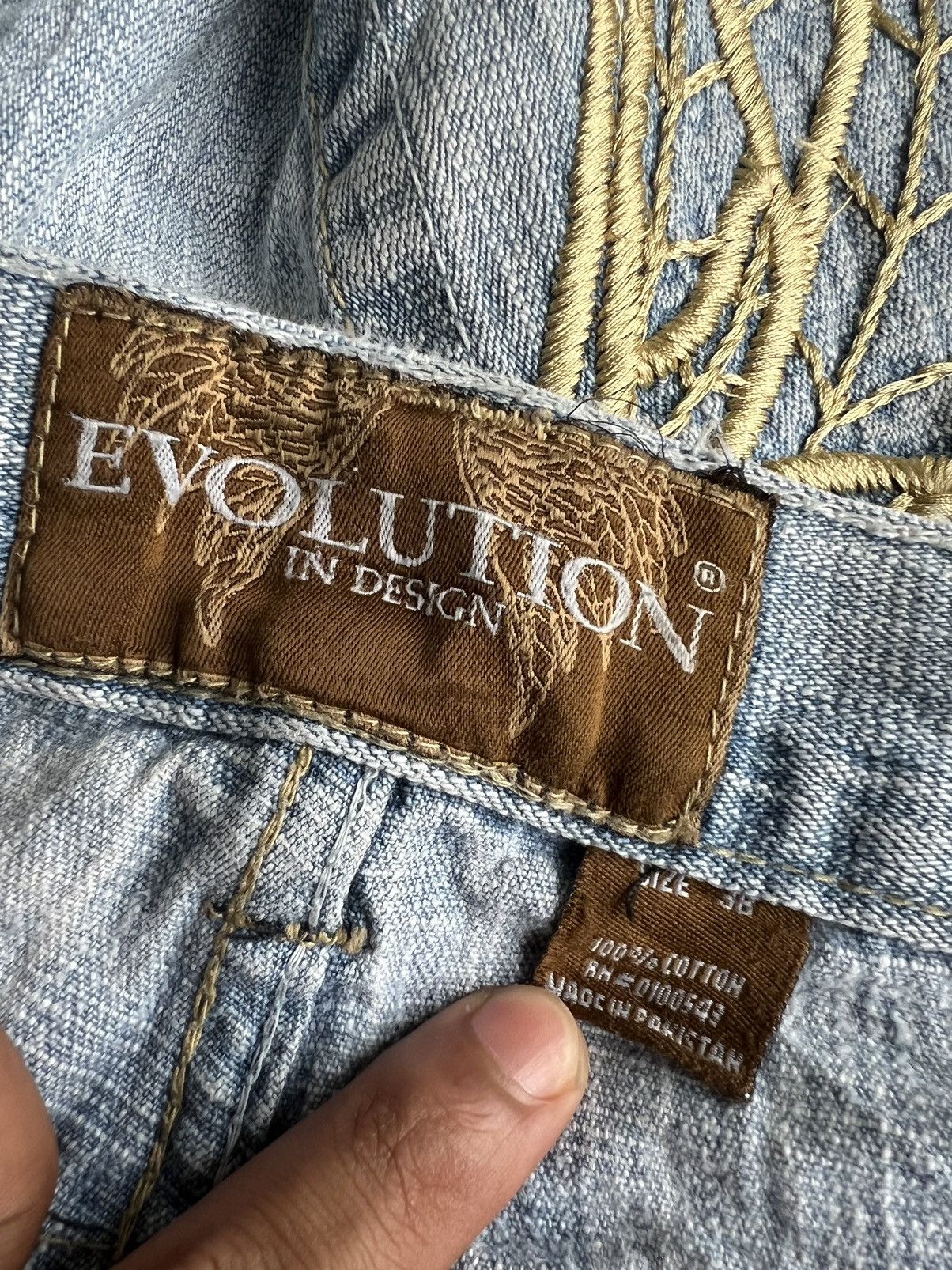 Ed Hardy Y2K Evolution Angel Wings Embroidery Big Pocket Jorts Jeans Size US 37 - 7 Thumbnail