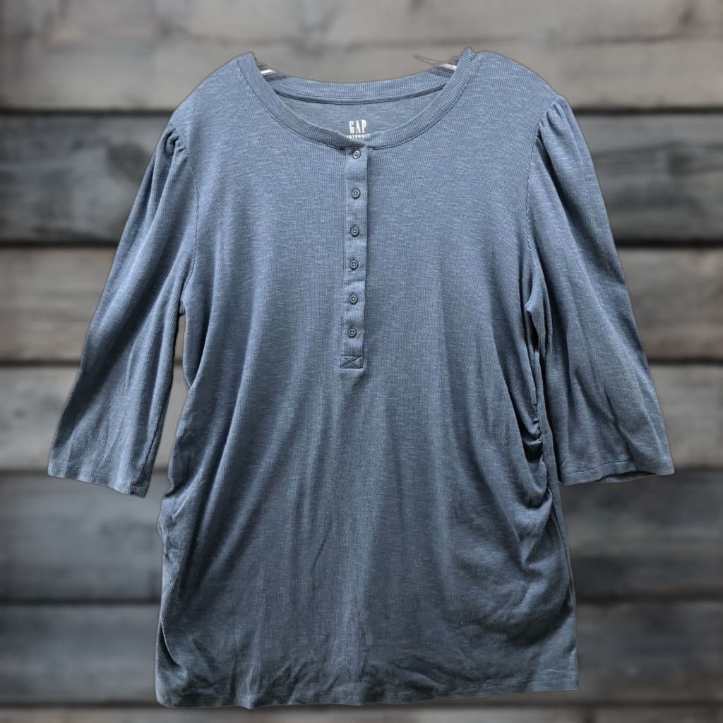 Gap Gap Maternity T Shirt Womens XL Blue Henley 3/4 Sleeve Ribbed Button Size XL / US 12-14 / IT 48-50 - 1 Thumbnail