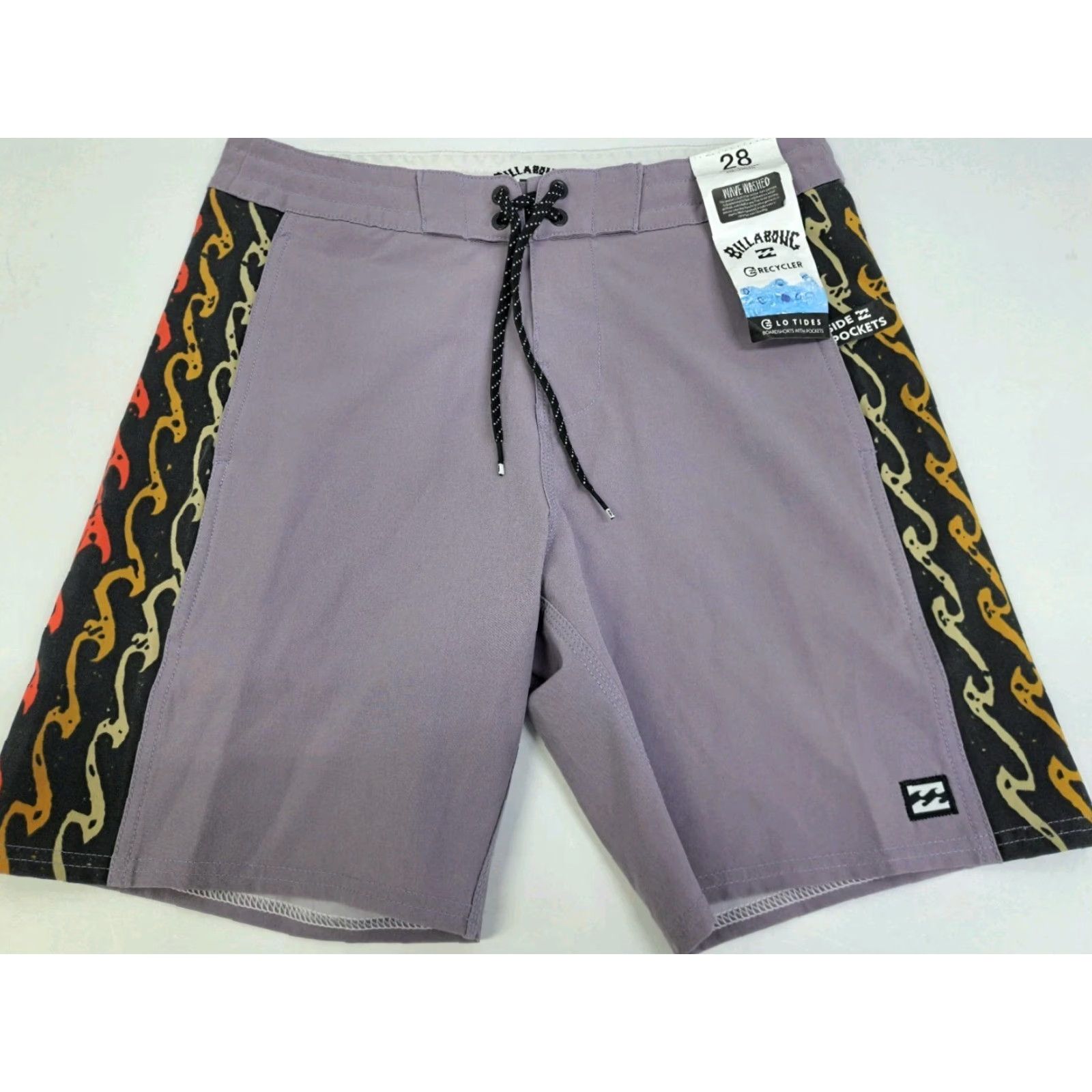 Billabong Billabong Board Shorts Men 28 Grey Multicolored Wave Solid Quick Dry Front Pockets Drawstring 90s Beach NWT Size US 28 / EU 44 - 2 Thumbnail