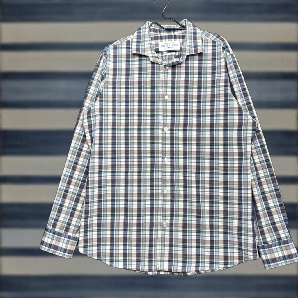 Mizzen+Main MIZZEN + MAIN Long Sleeve Button Shirt Mens XL Trim Fit Plaid Performance Tech Size US XL / EU 56 / 4 - 1 Thumbnail