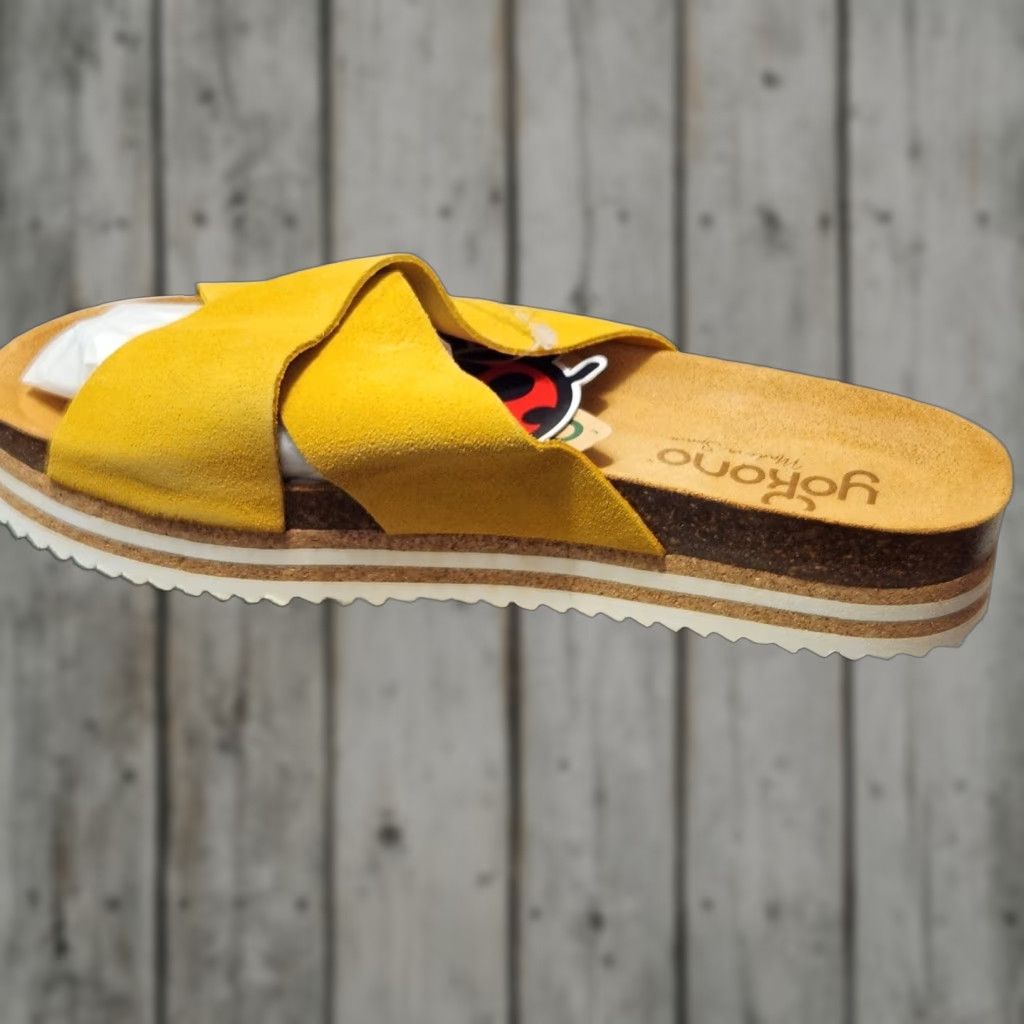 Vintage Yokono Women’s Mustard Gold Criss Cross Suede Leather Platform Sandals 8 Size US 8 / IT 38 - 1 Thumbnail