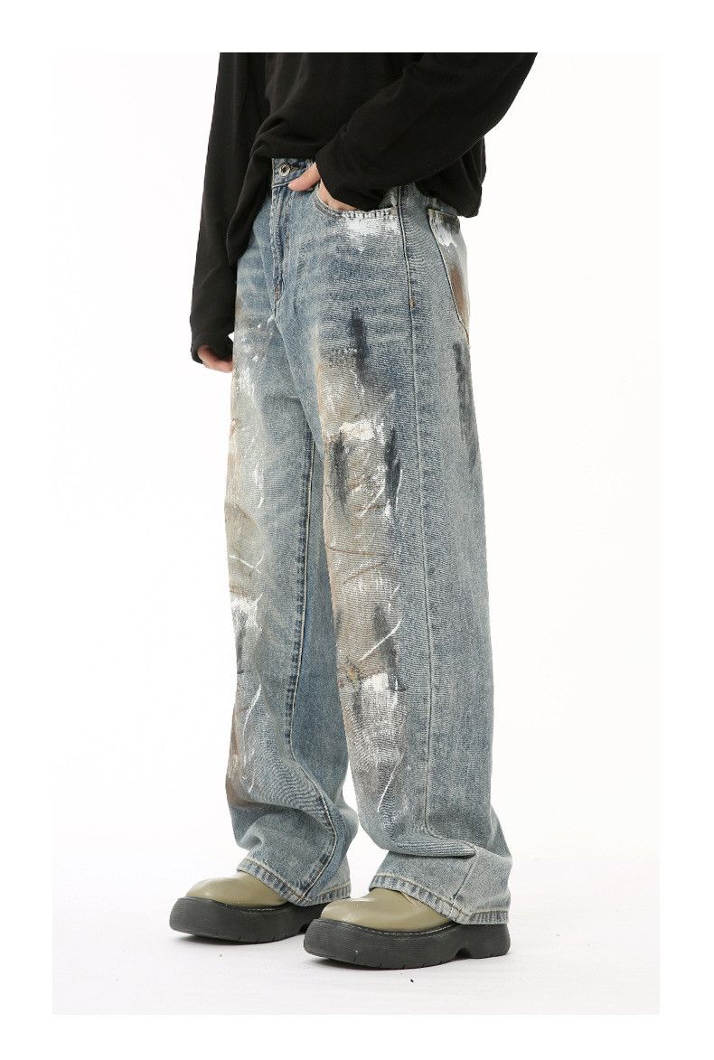 Japanese Brand Washed and distressed style dirty graffiti jeans Size US 32 / EU 48 - 4 Thumbnail