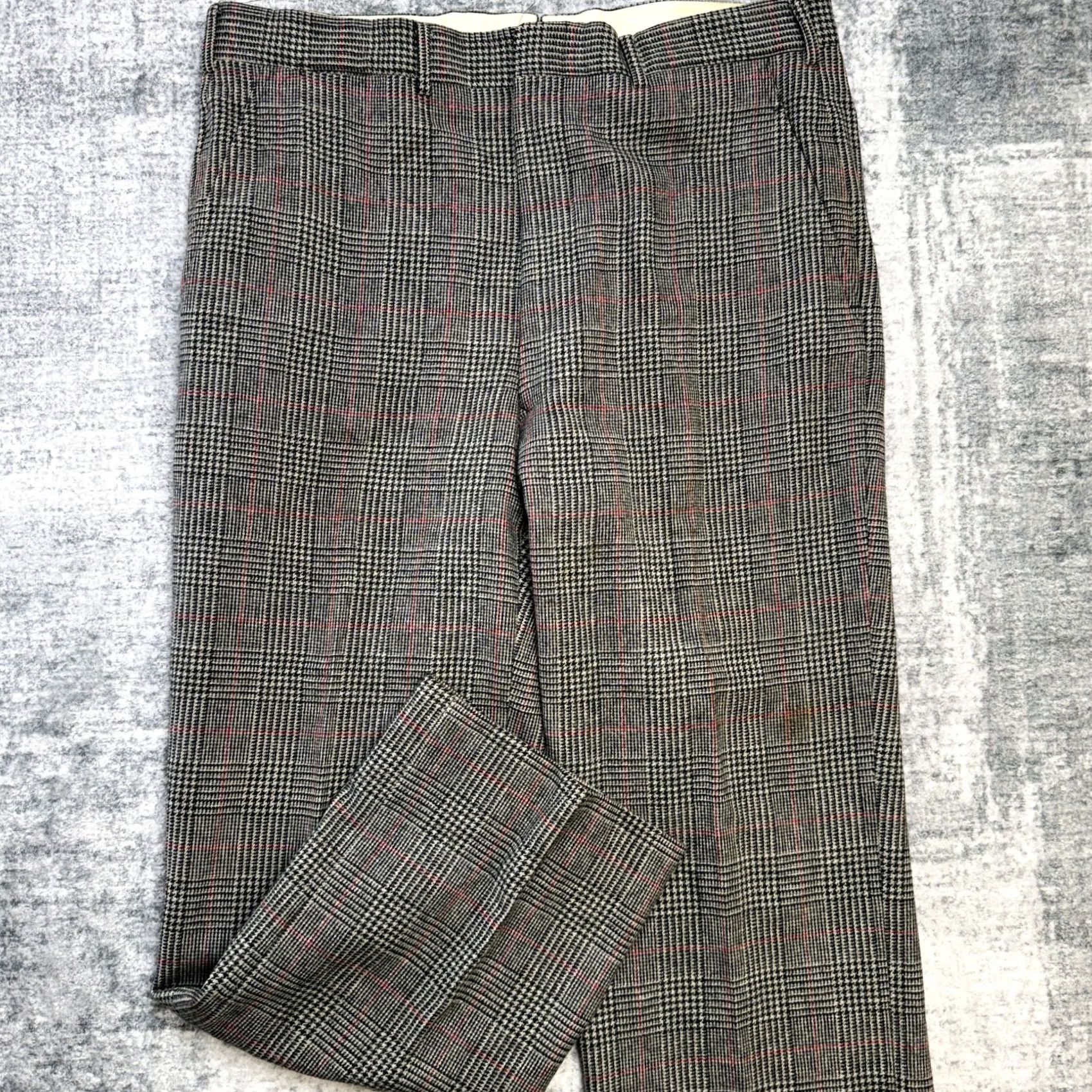 Brooks Brothers Brooks Brothers VTG Pants Mens 36 Gray Glen Check Plaid Wool Trousers Dress Pants Straight Front Wool crepe? Size US 36 / EU 52 - 2 Thumbnail