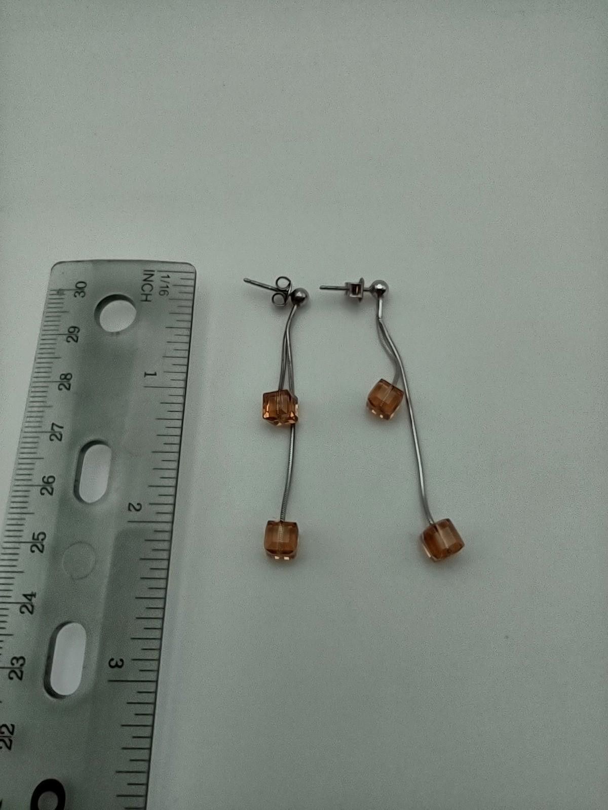 The Unbranded Brand Sterling 925 Long Drop Amber Tone Earrings Size ONE SIZE - 3 Thumbnail