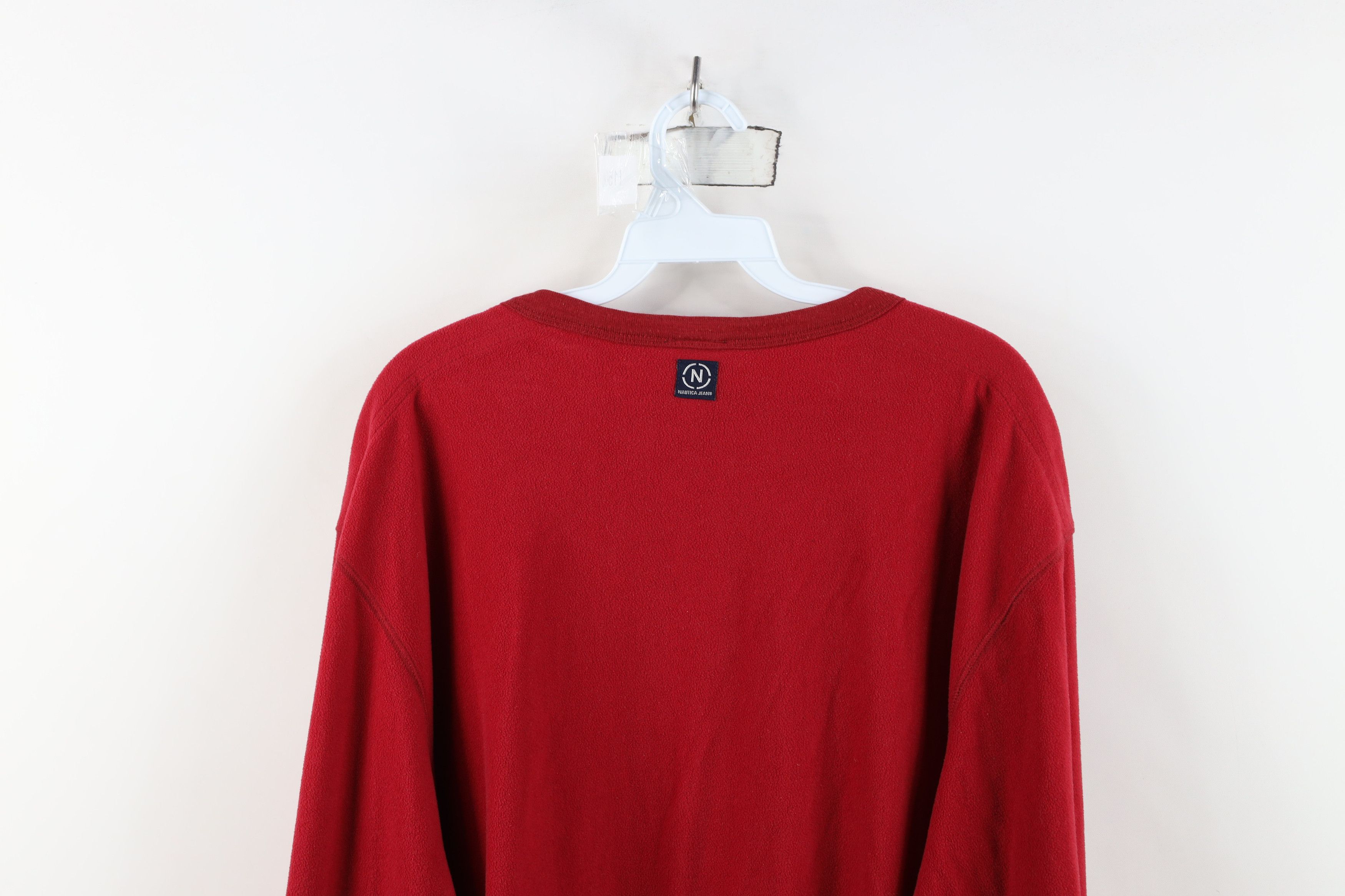 Nautica Vintage 90s Nautica Spell Out Lightweight Fleece Sweater Red Size US XL / EU 56 / 4 - 11 Thumbnail