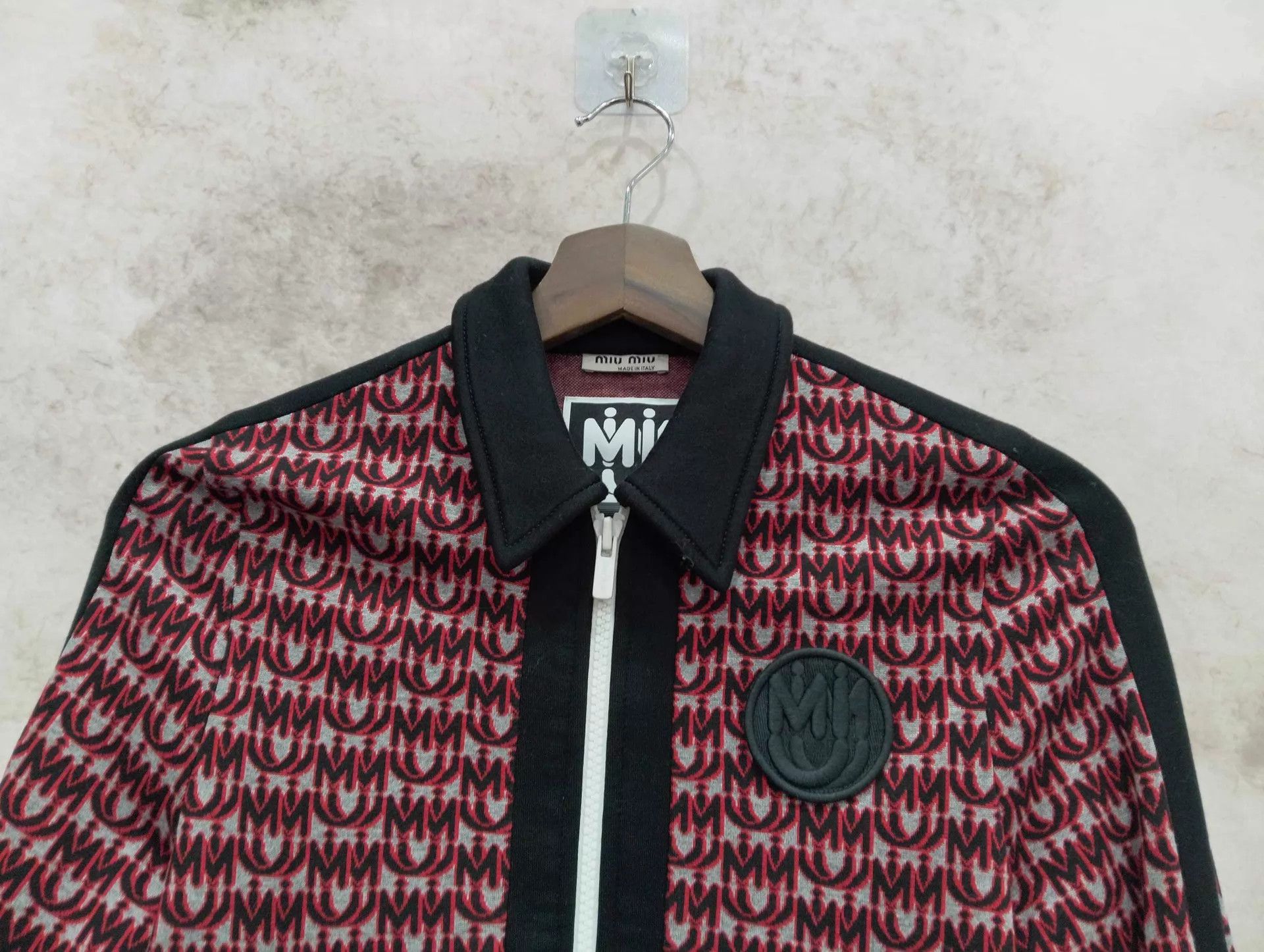 Miu Miu MIU MIU burgundy logo jacquard jacket S Size S / US 4 / IT 40 - 3 Thumbnail