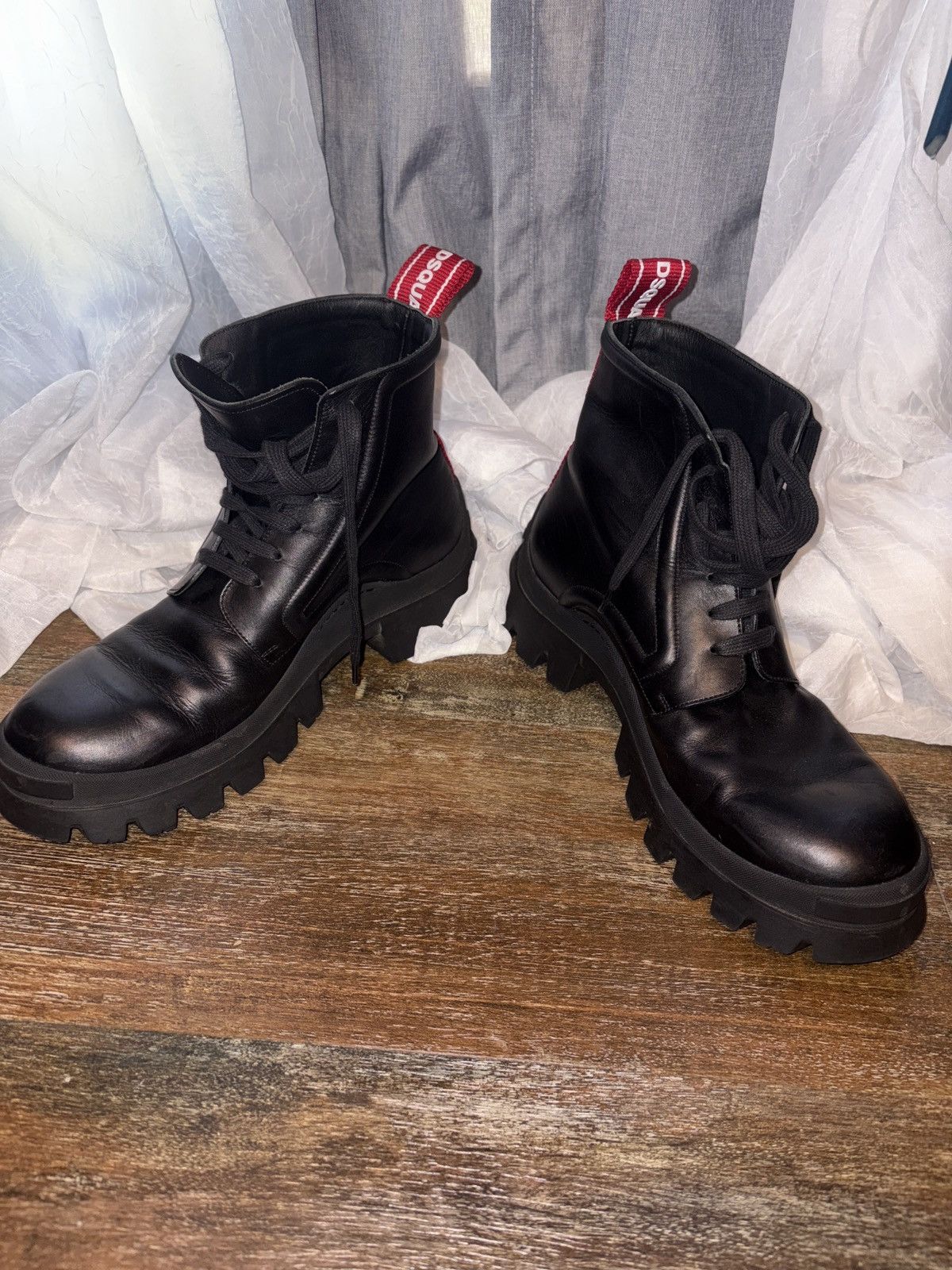 Dsquared2 Dsquared2 Black Tank Tape Boots Size US 10 / EU 43 - 1 Thumbnail