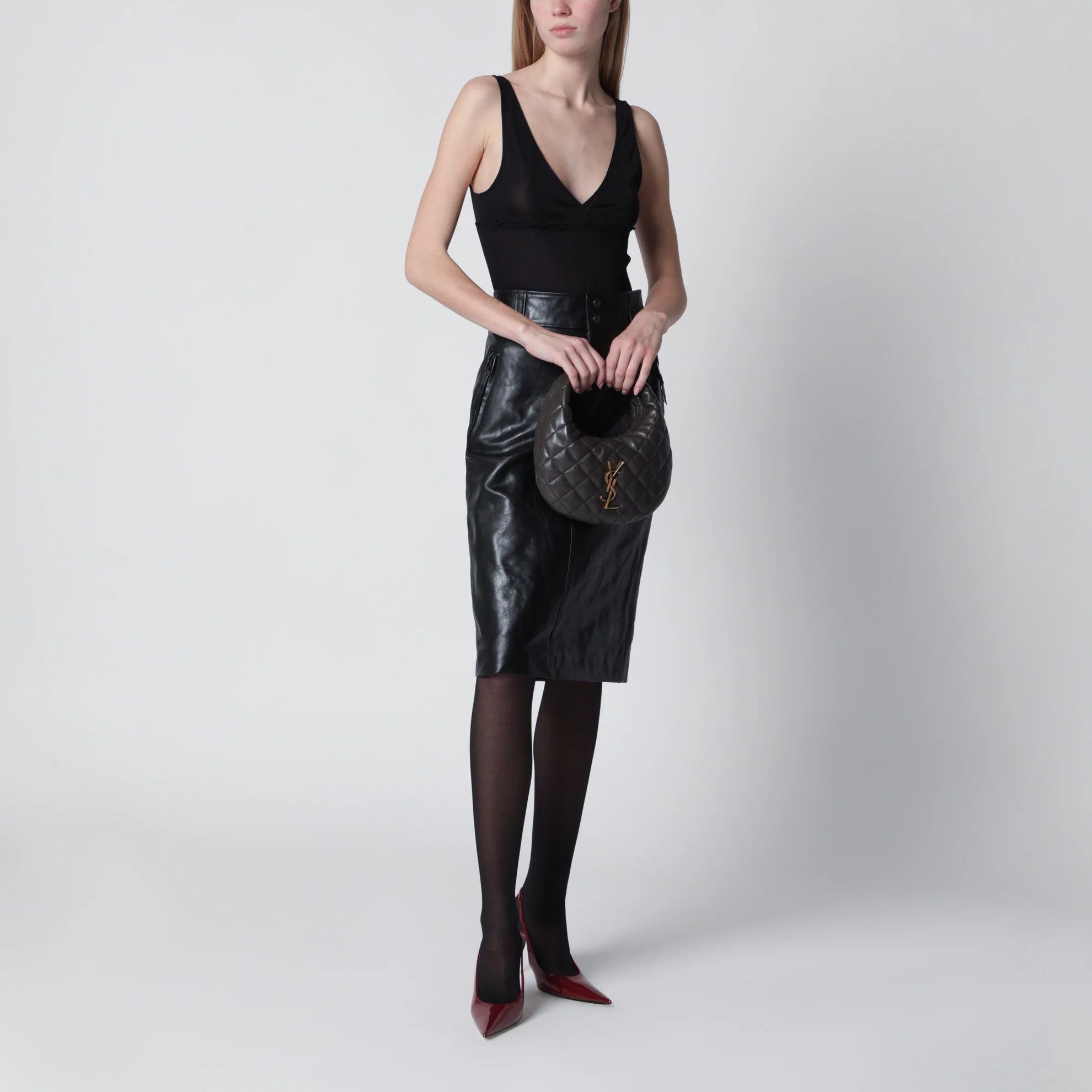 Saint Laurent Paris o1d2blof0526 Ribbed Silk Jersey Tank Top in Black Size L / US 10 / IT 46 - 2 Thumbnail